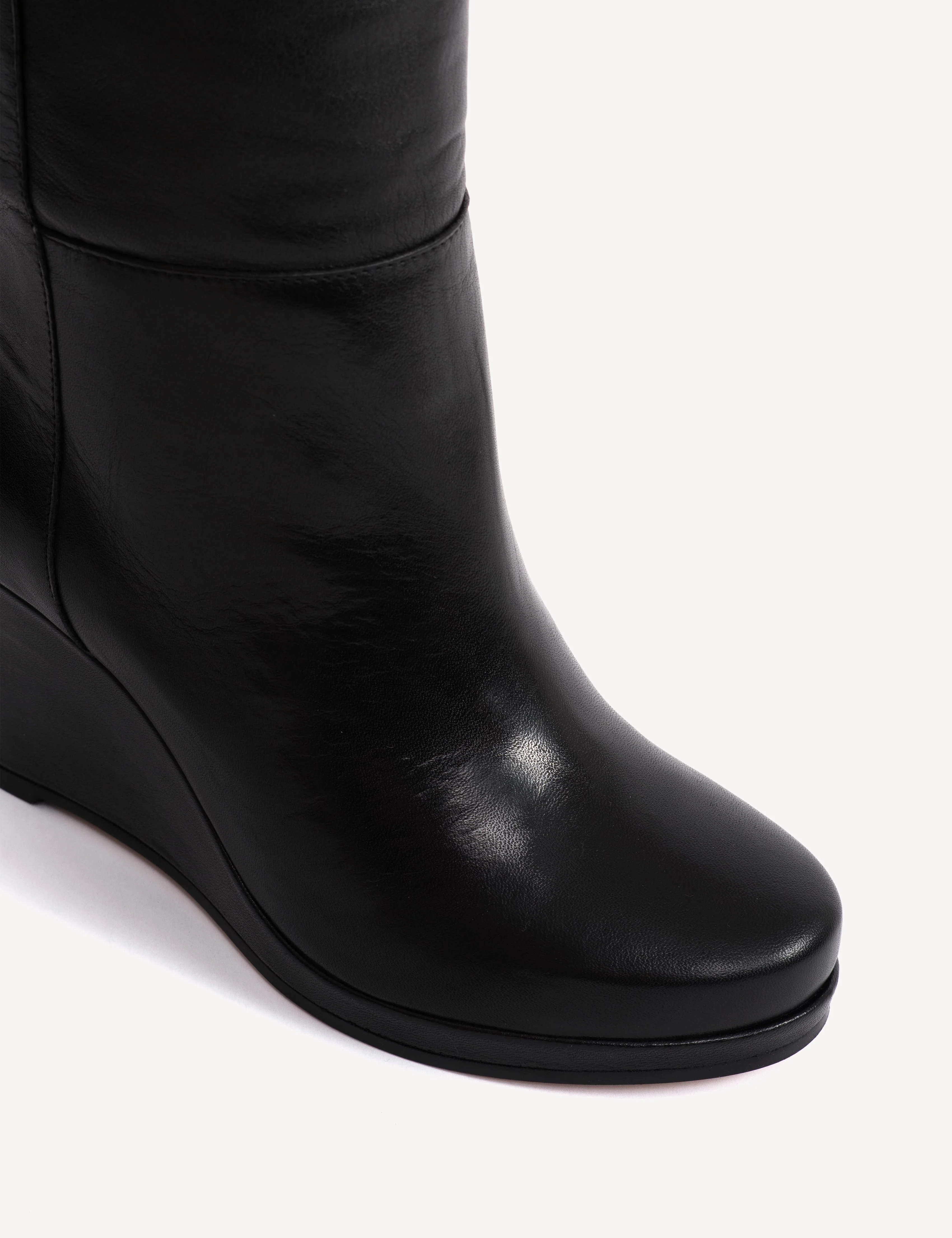 Liv Wedge Boot High In Black Calfskin - Image 10