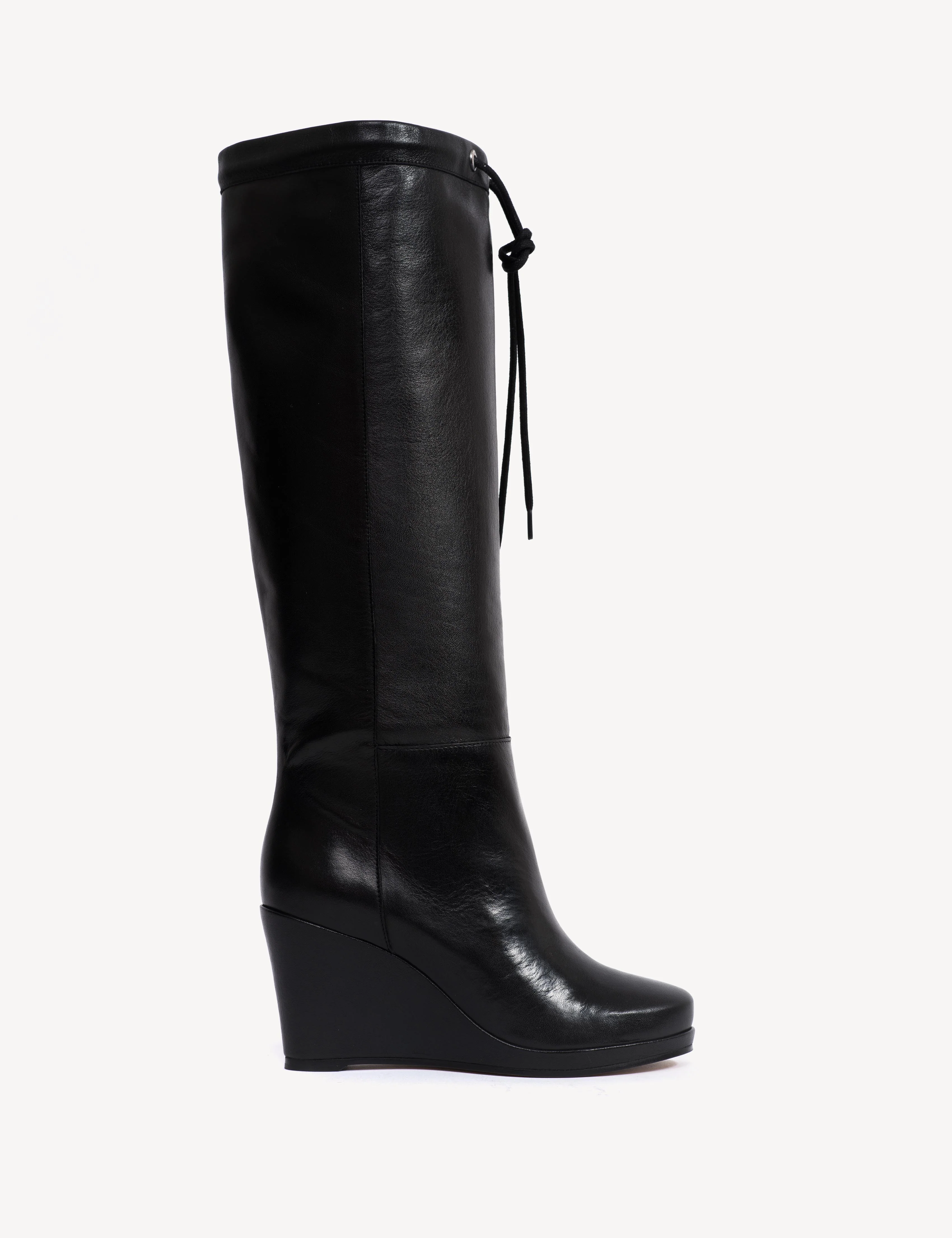 Liv Wedge Boot High In Black Calfskin - Image 4