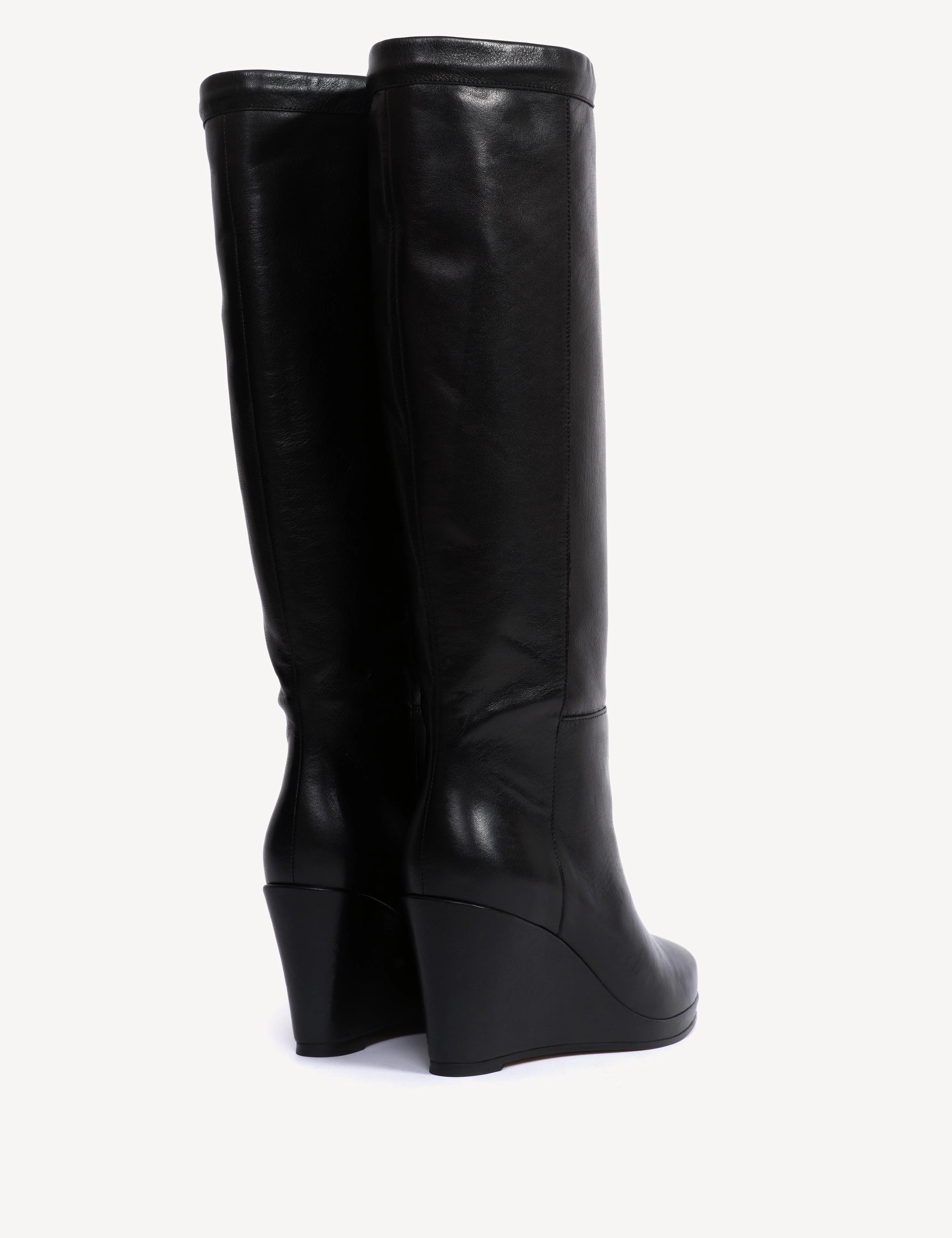 Liv Wedge Boot High In Black Calfskin - Image 6