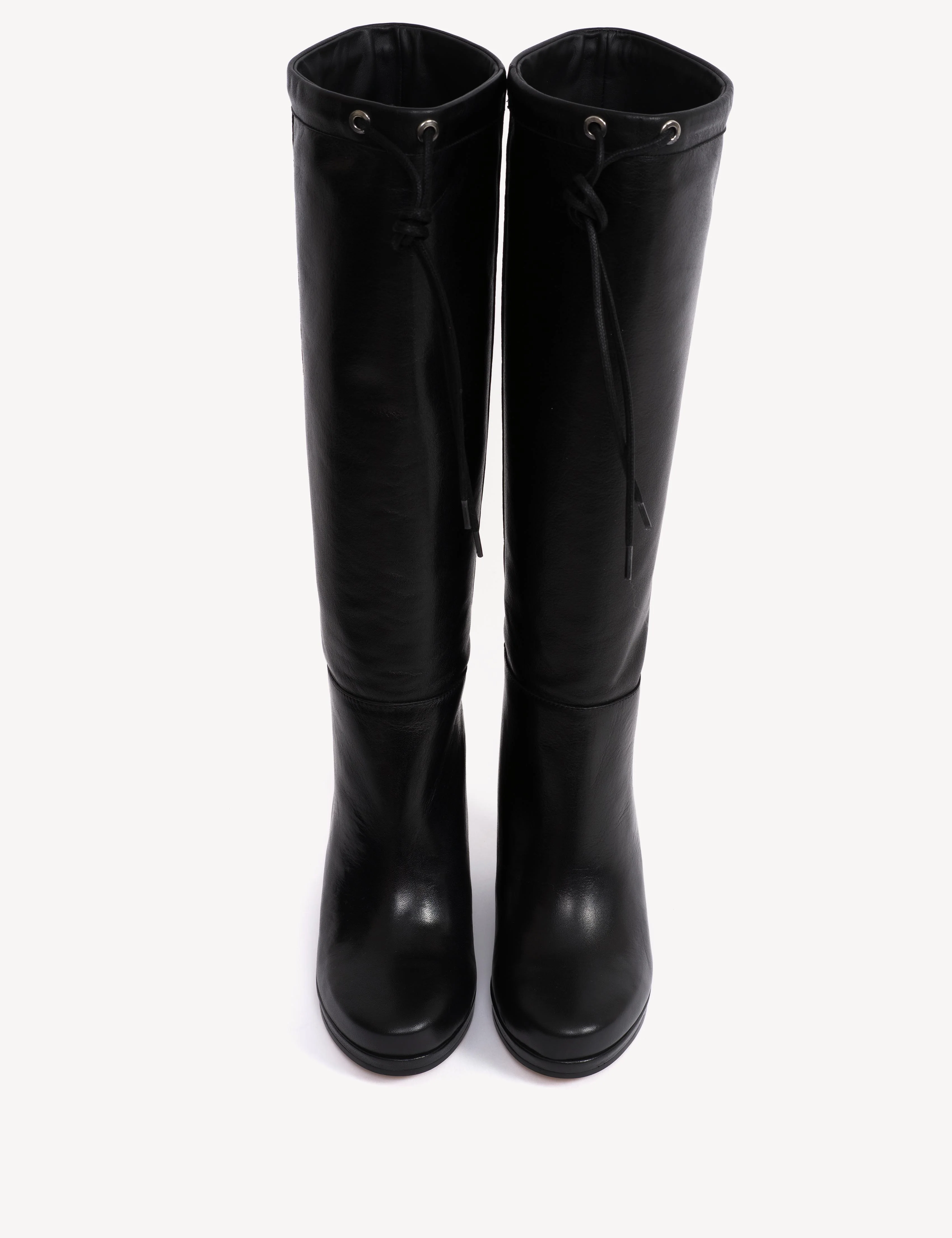 Liv Wedge Boot High In Black Calfskin - Image 7