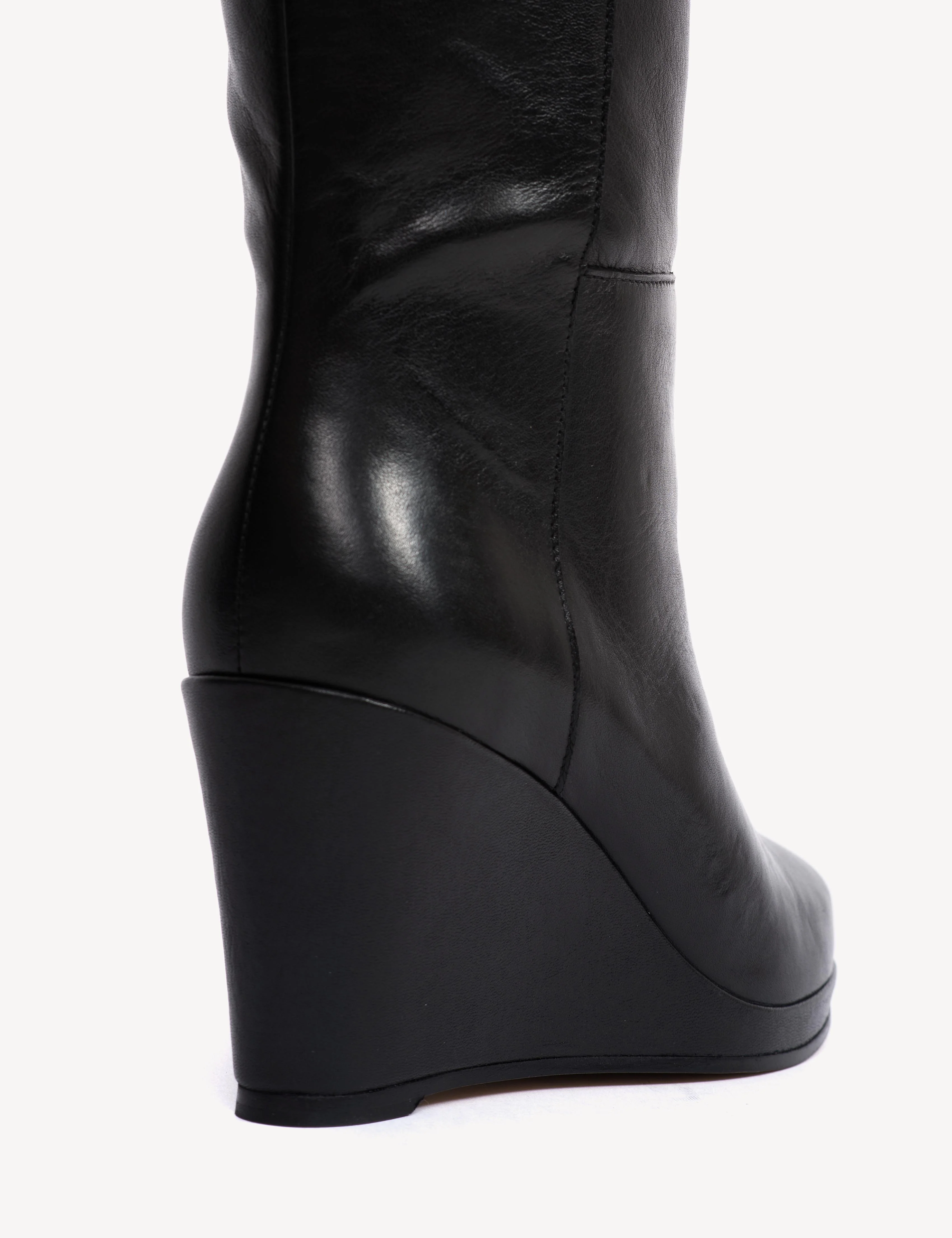 Liv Wedge Boot High In Black Calfskin - Image 9
