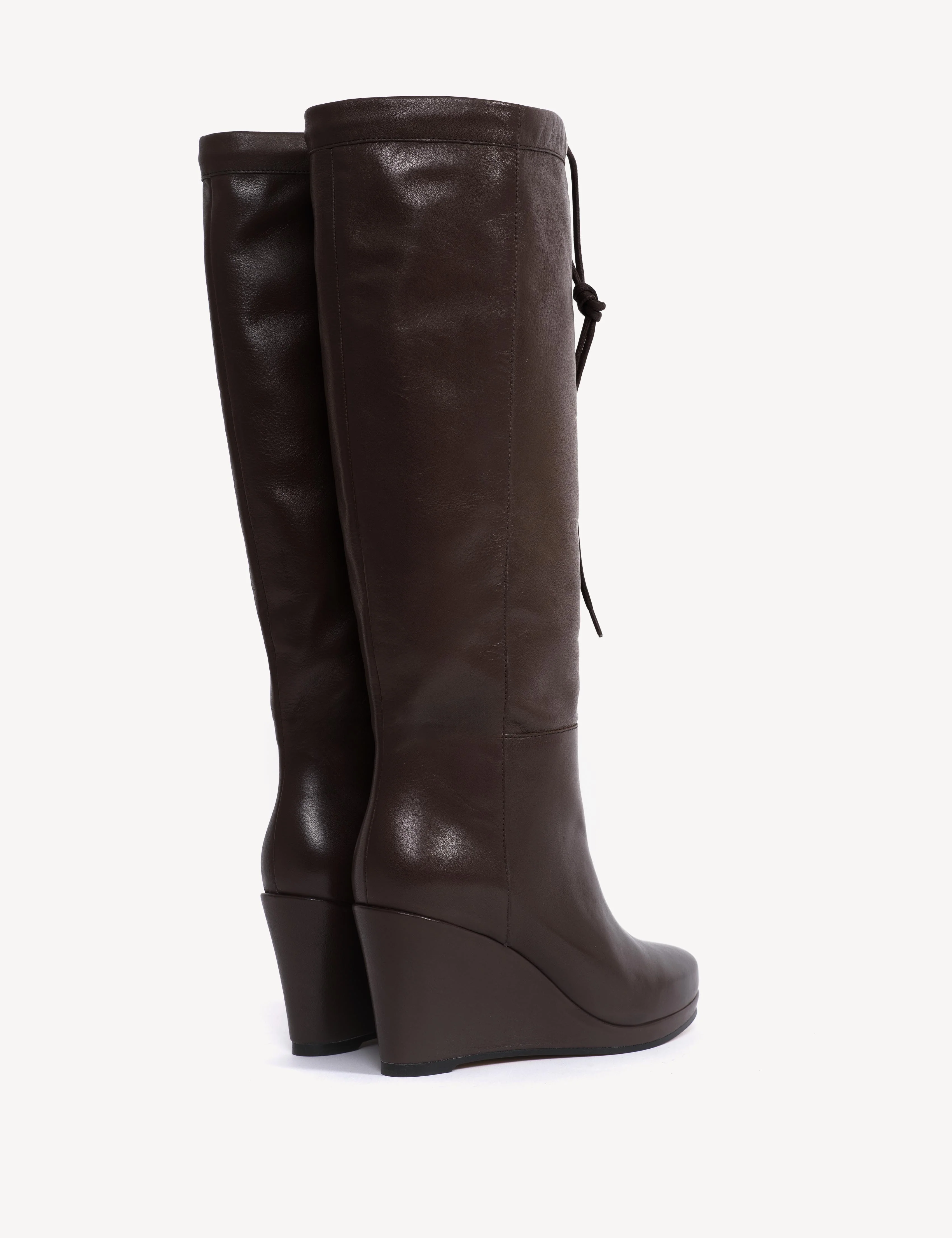 Liv Wedge Boot High In Dark Brown Calfskin - Image 6