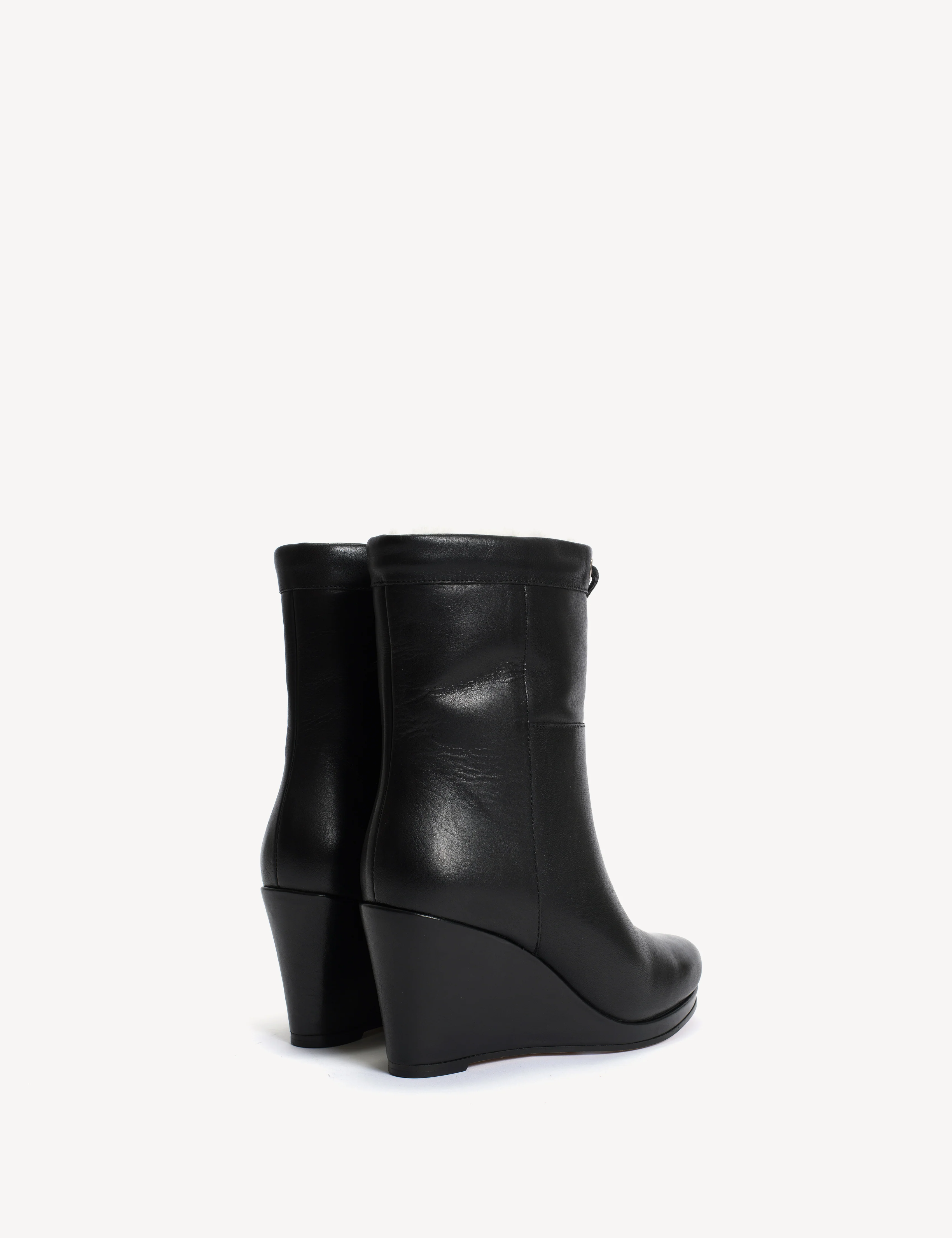 Liv Wedge Boot In Black Calfskin & Shearling Lining - Image 3