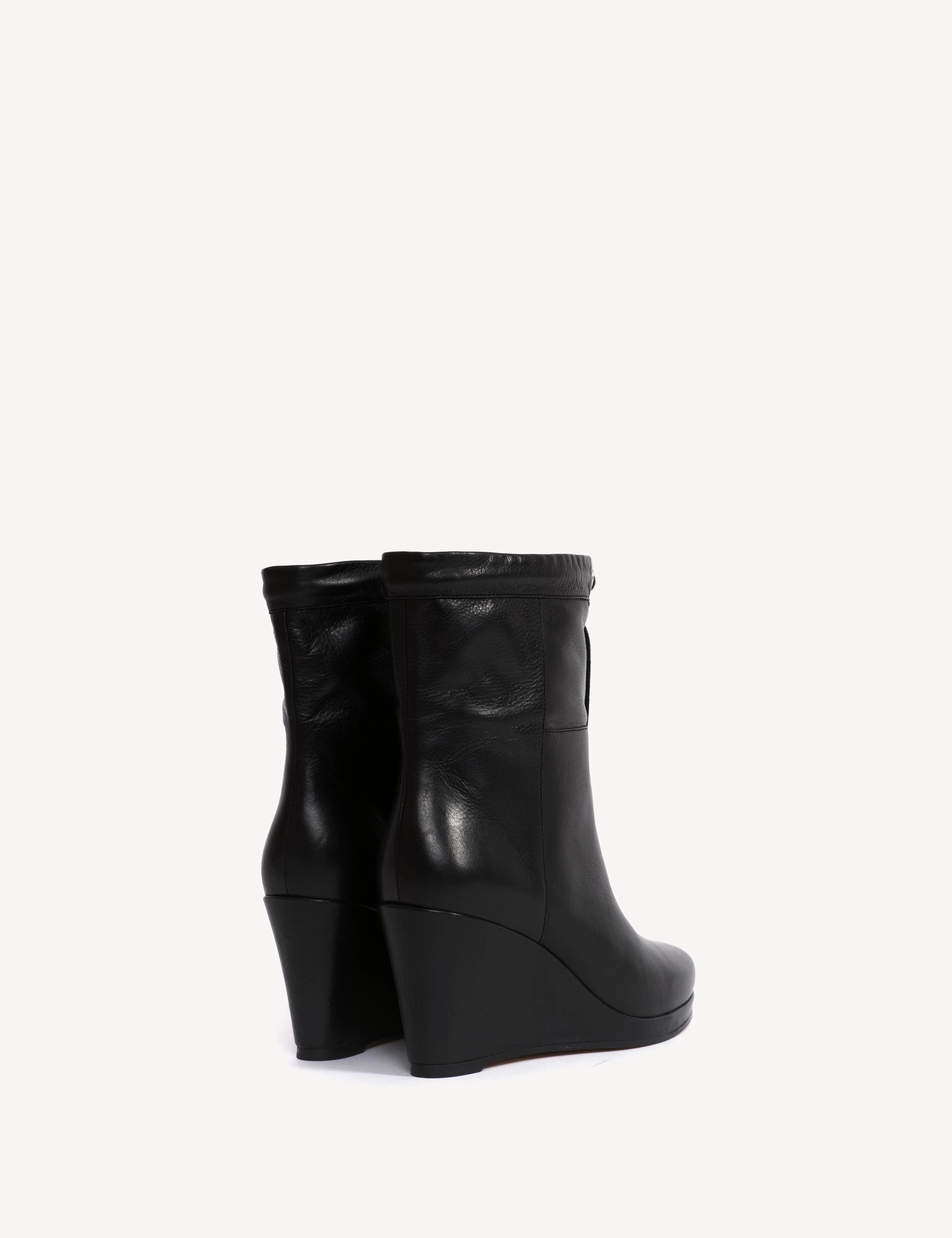 Liv Wedge Ankle Boot In Black Calfskin - Image 3
