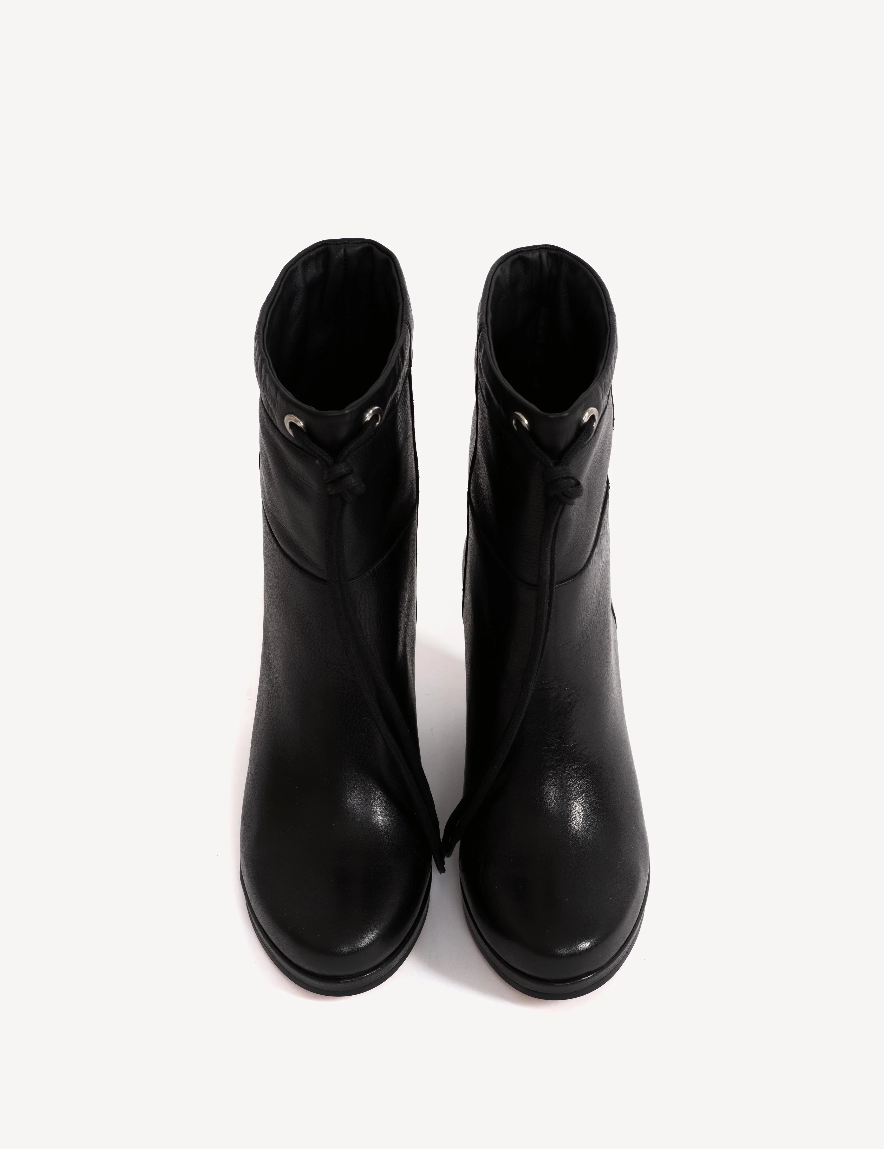 Liv Wedge Ankle Boot In Black Calfskin - Image 4