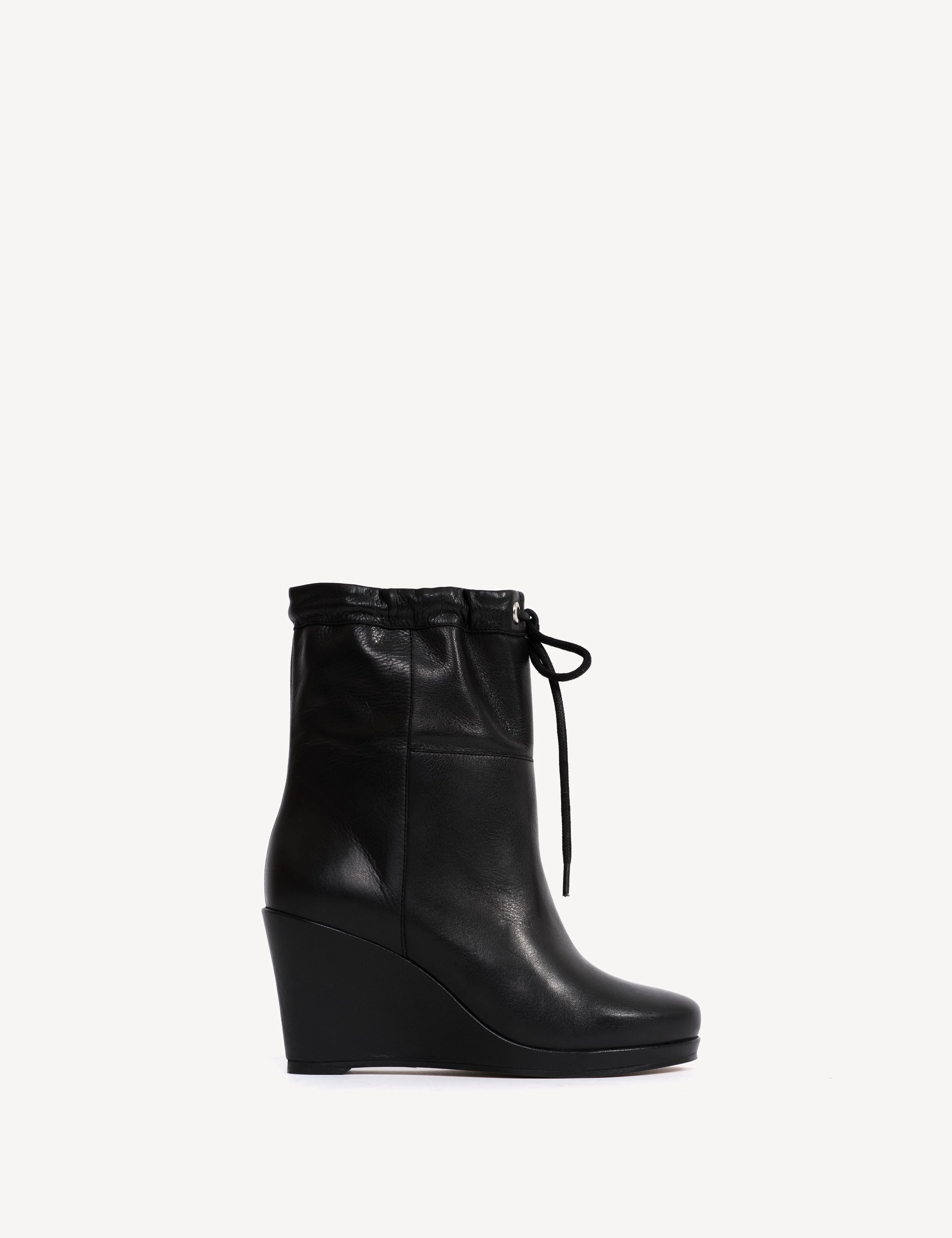 Liv Wedge Ankle Boot In Black Calfskin - Image 5
