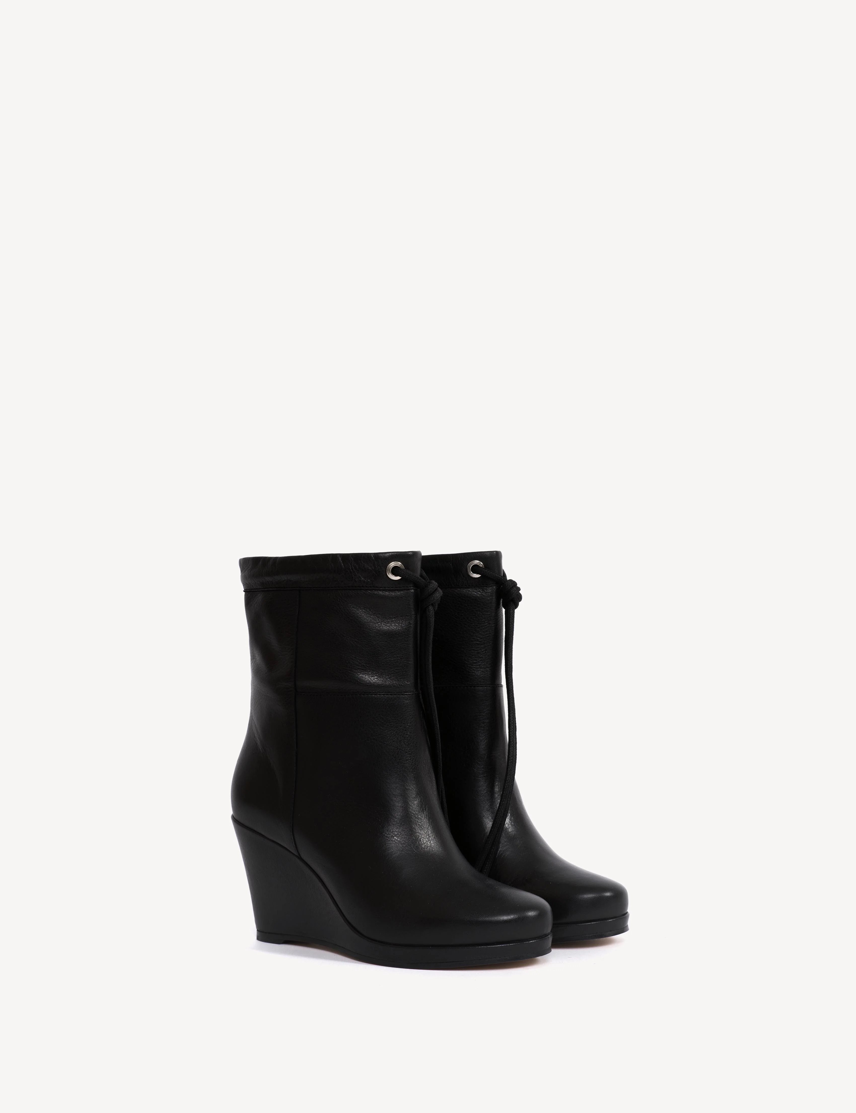 Liv Wedge Ankle Boot In Black Calfskin - Image 6