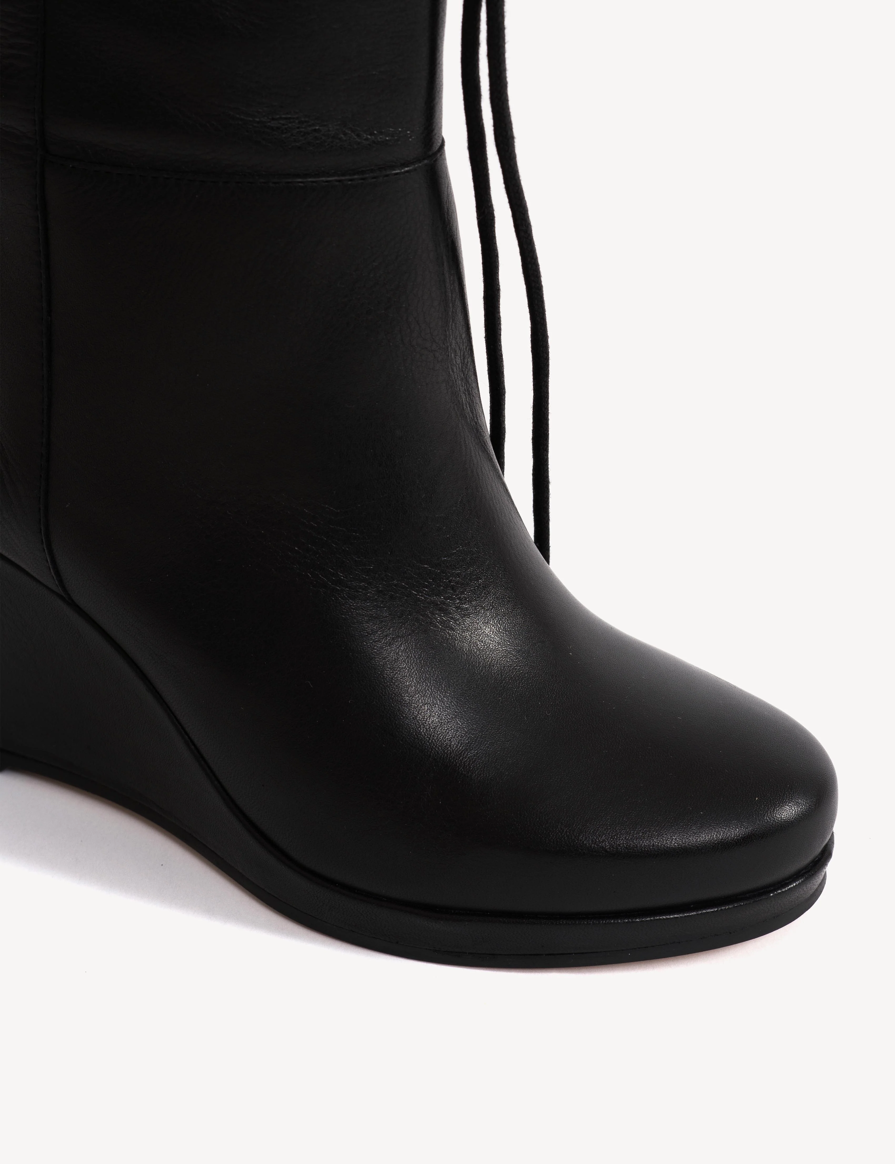 Liv Wedge Ankle Boot In Black Calfskin - Image 7