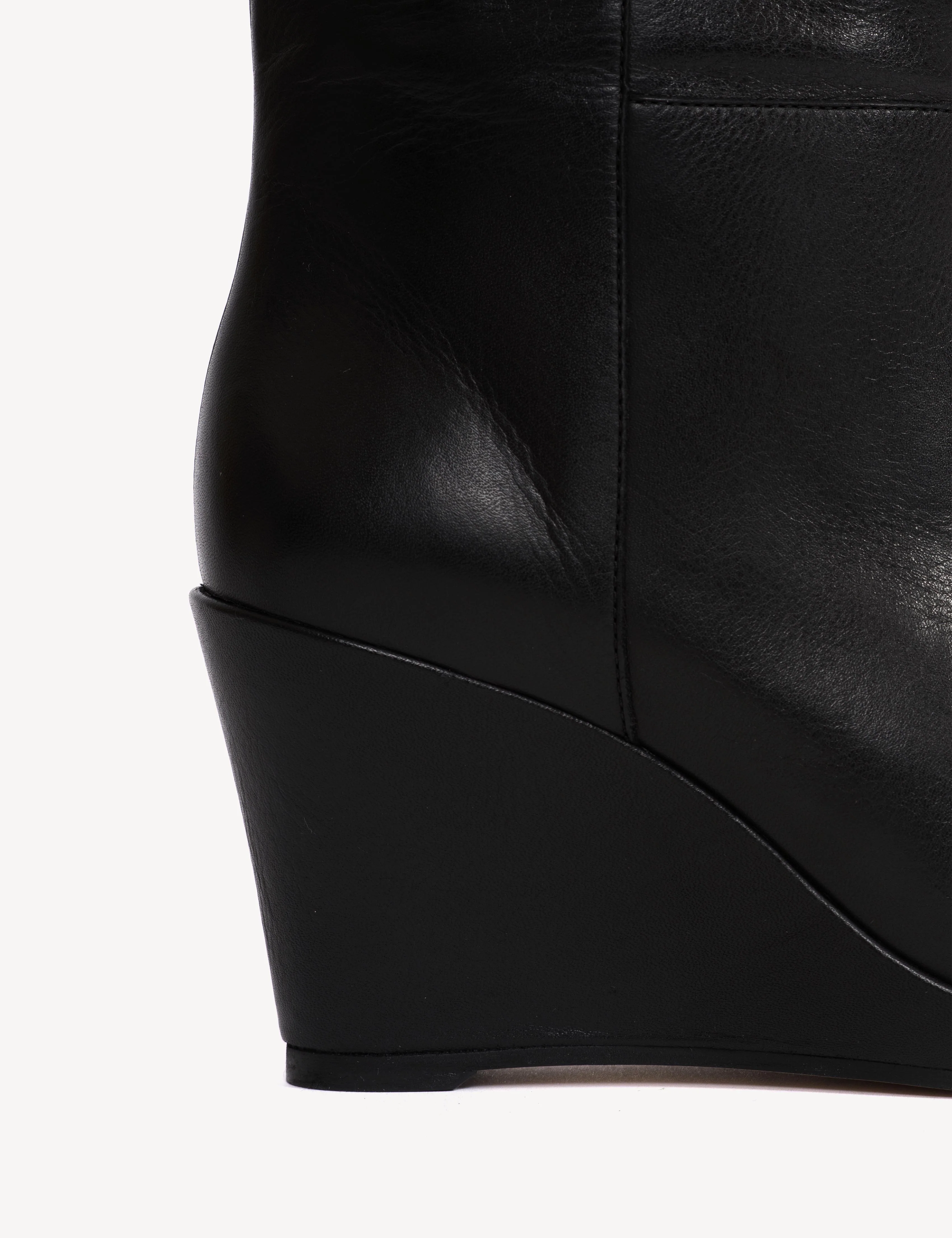Liv Wedge Ankle Boot In Black Calfskin - Image 8