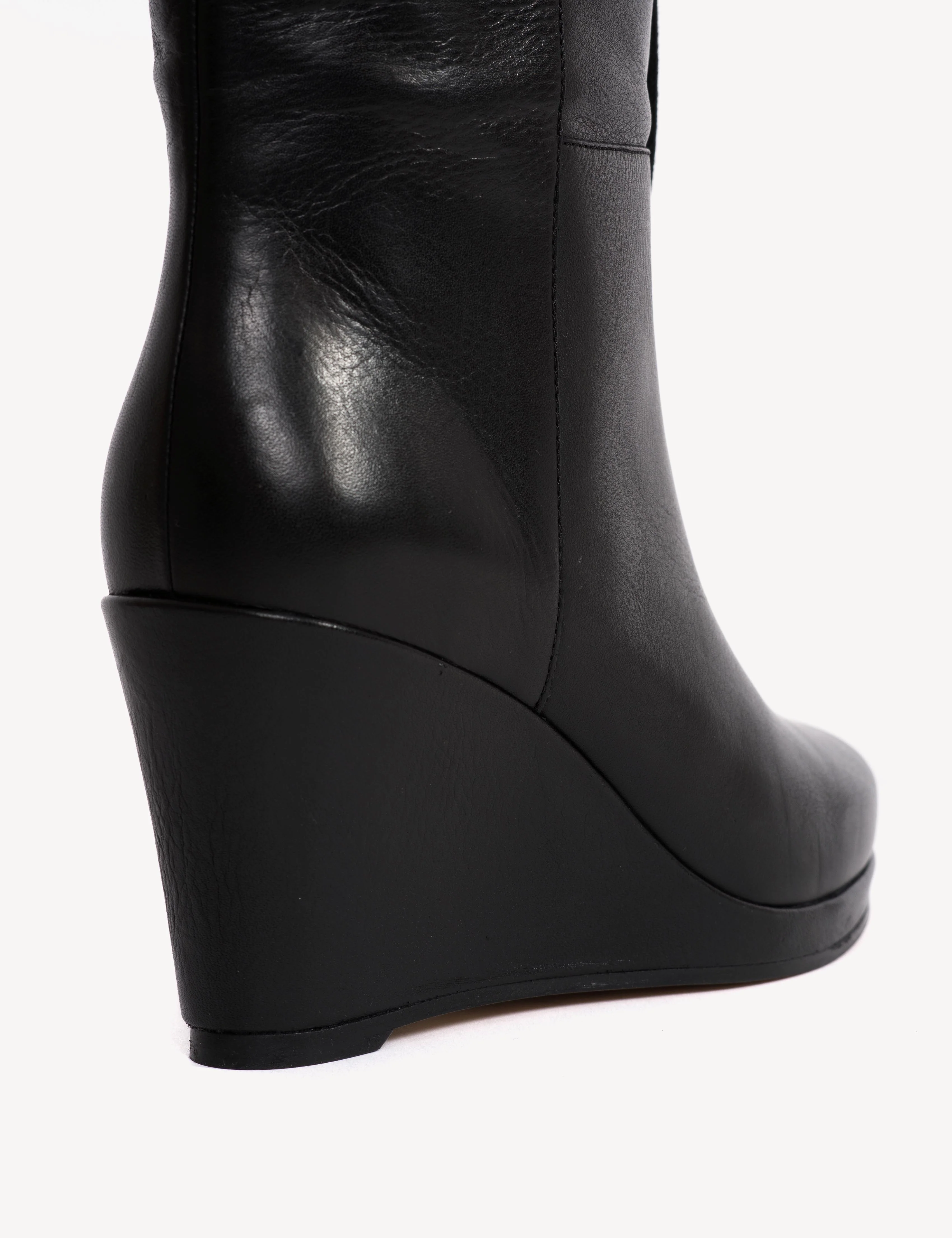 Liv Wedge Ankle Boot In Black Calfskin - Image 9