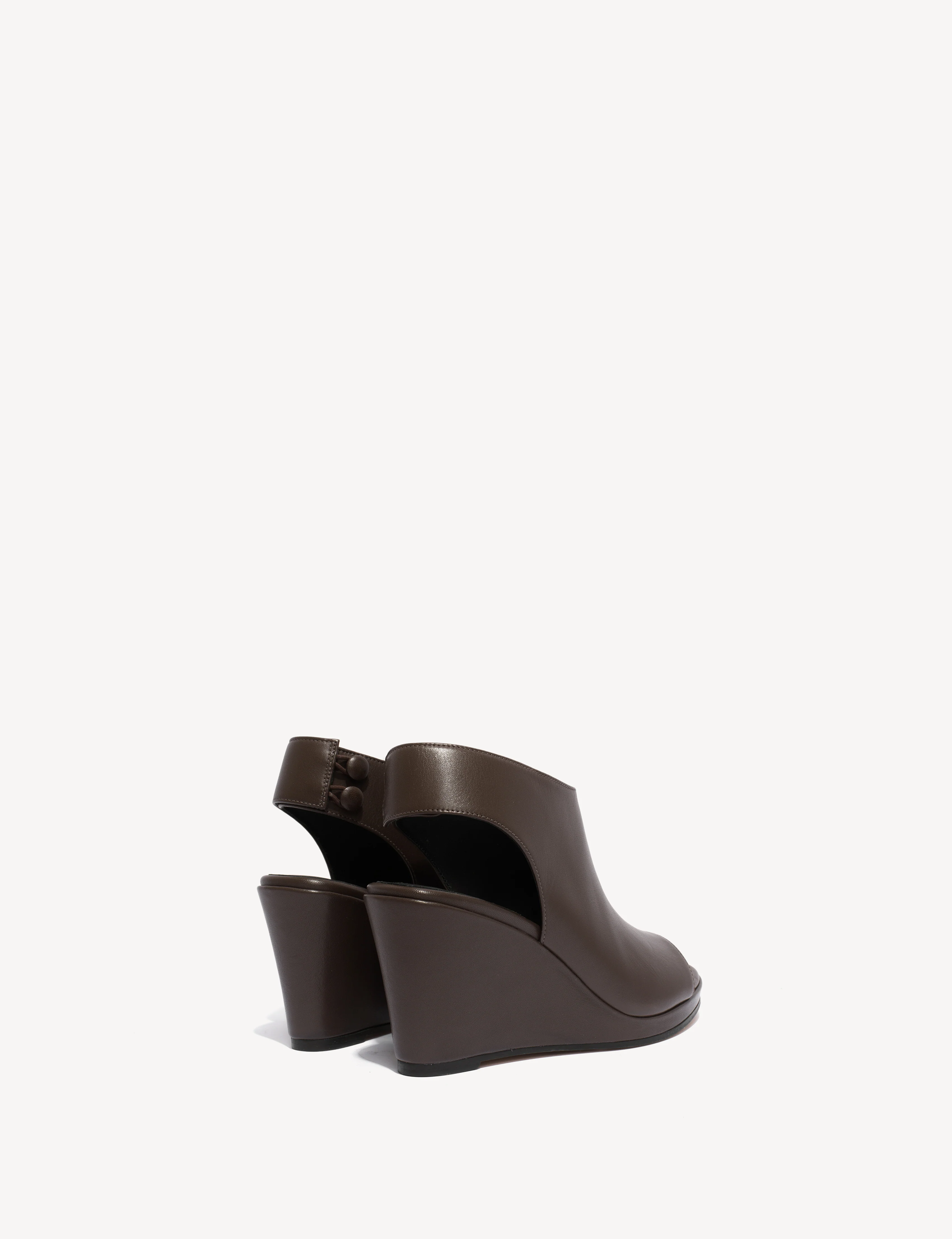 Liv Wedge Sandal In Dark Brown Calfskin - Image 4