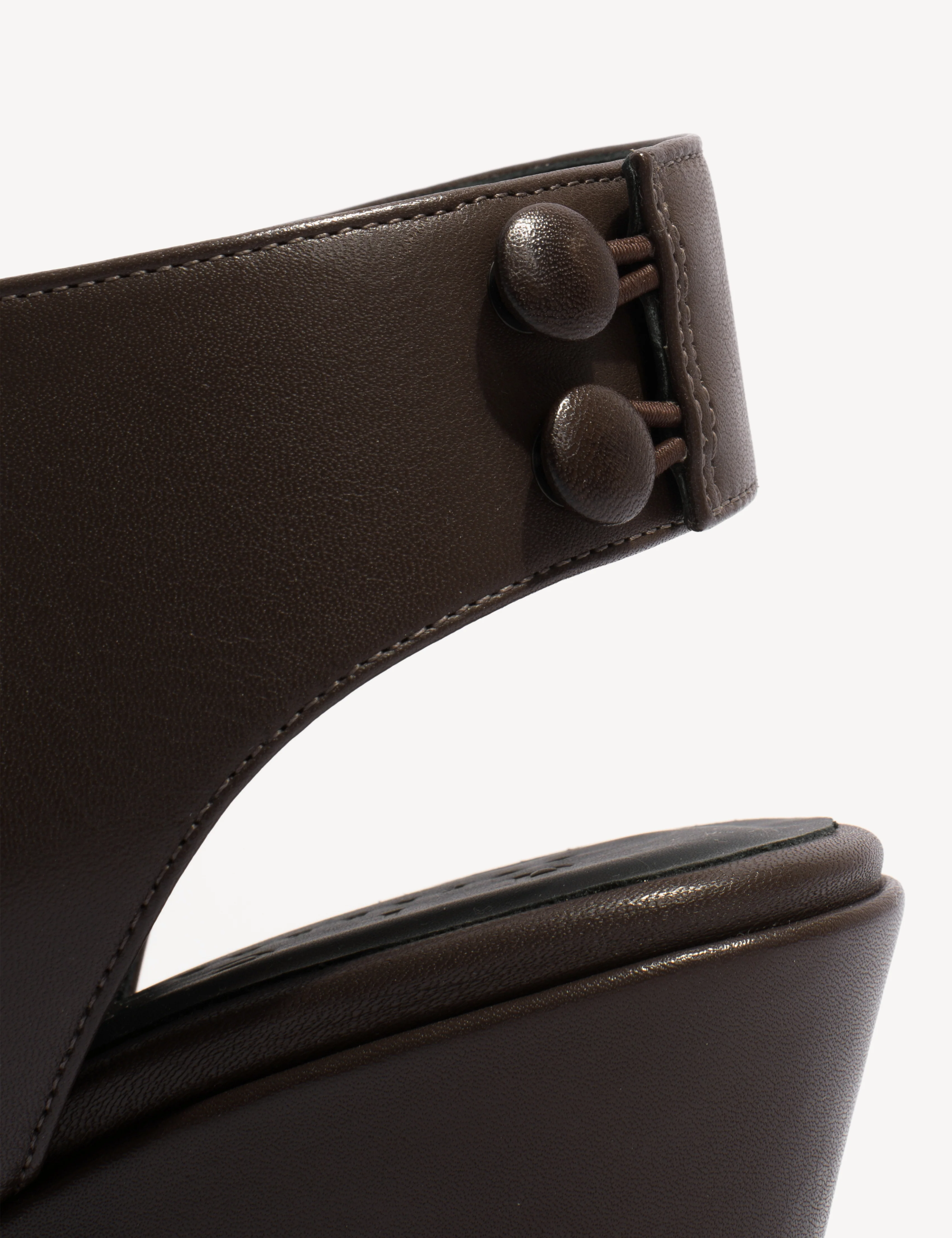 Liv Wedge Sandal In Dark Brown Calfskin - Image 8