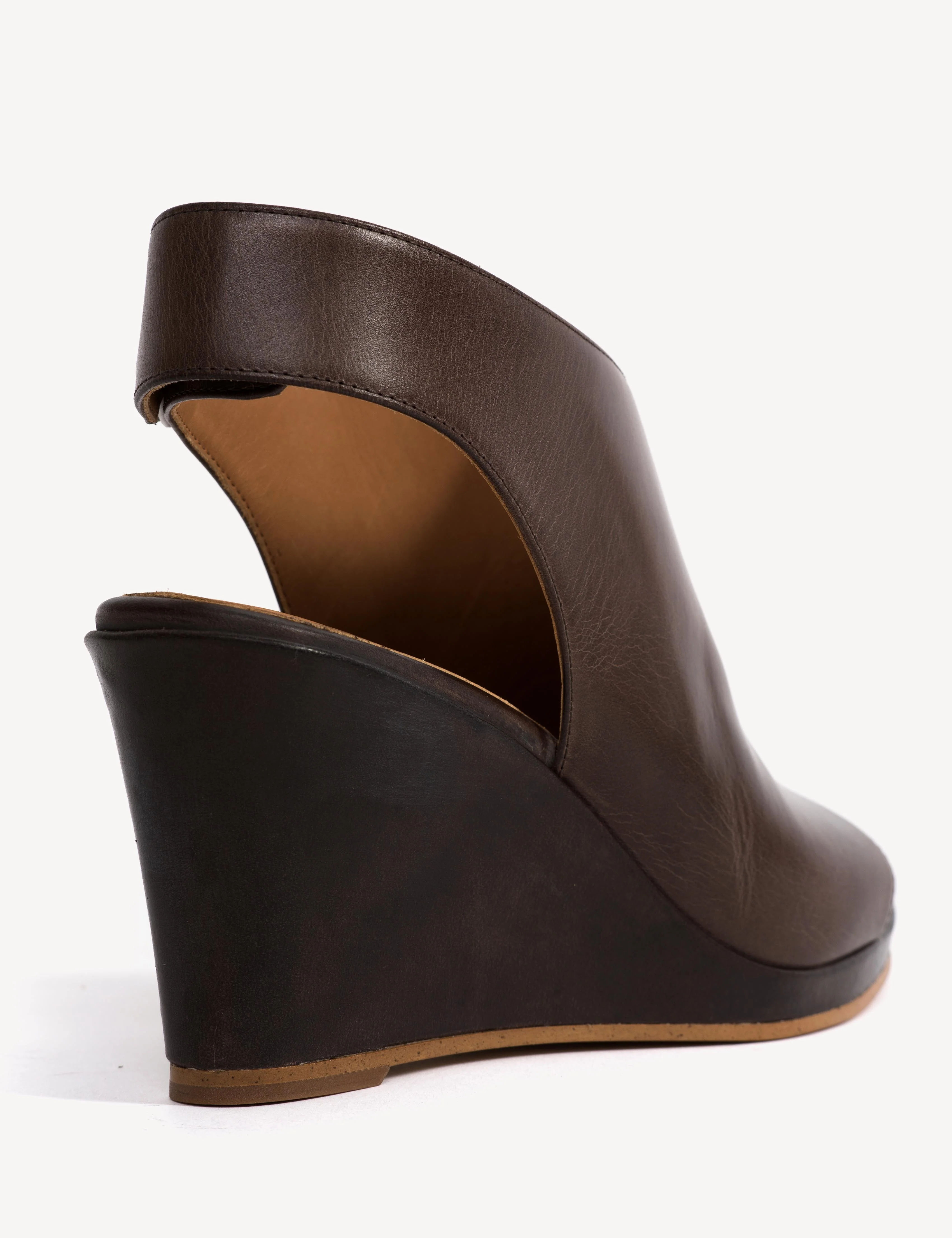 Liv Wedge Sandal In Dark Brown Escovado Leather - Image 6