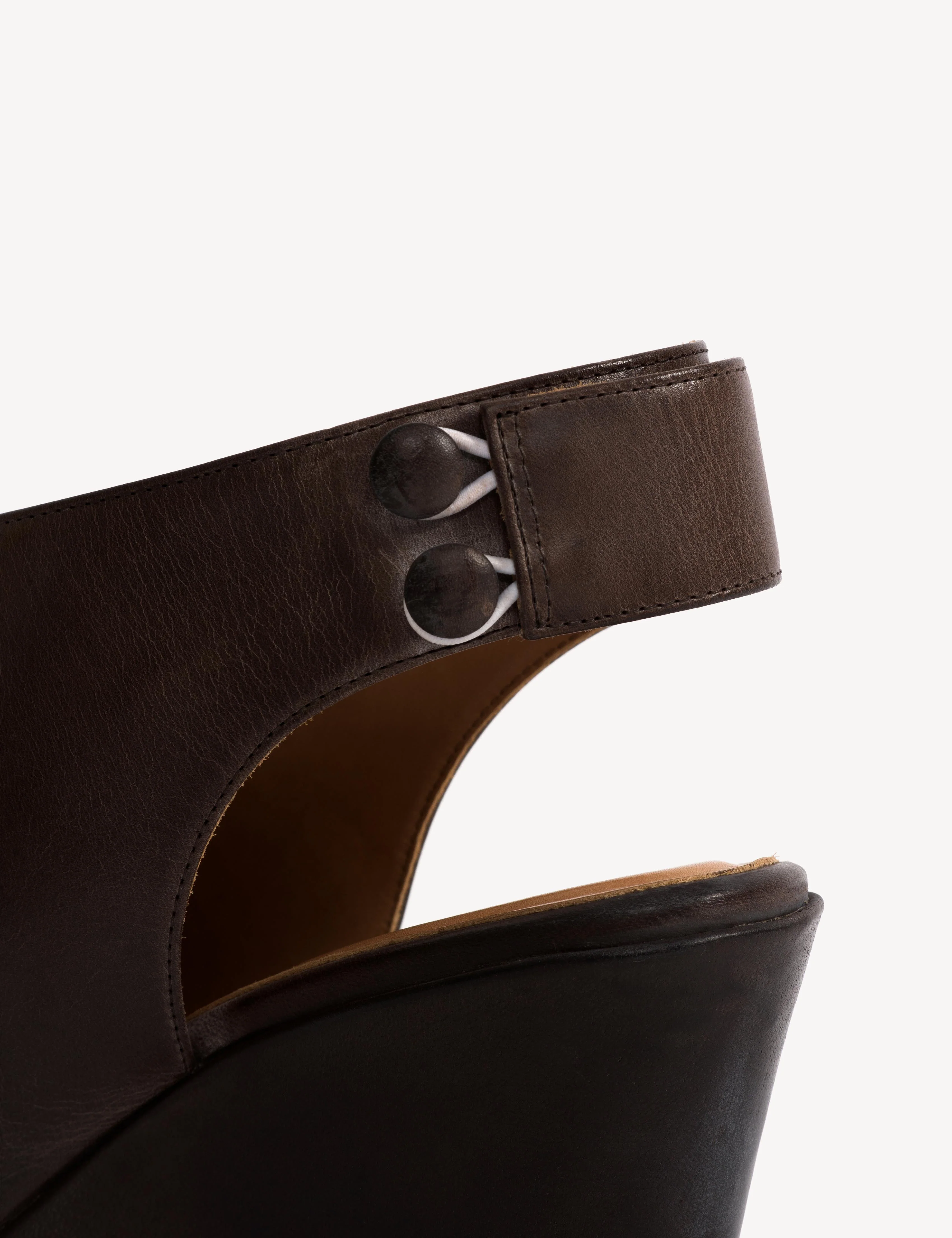 Liv Wedge Sandal In Dark Brown Escovado Leather - Image 7