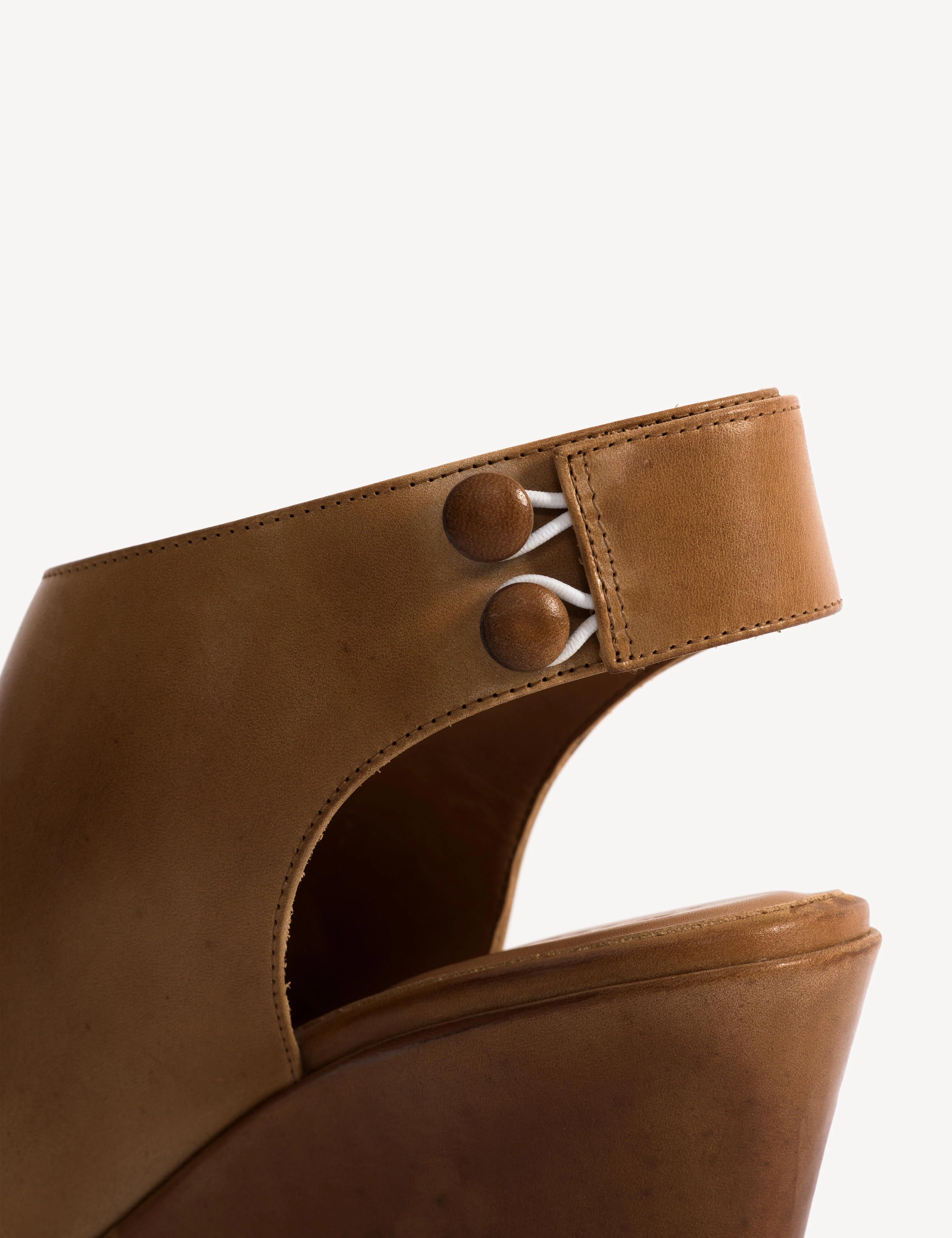 Liv Wedge Sandal In Dark Tan Escovado Leather - Image 8