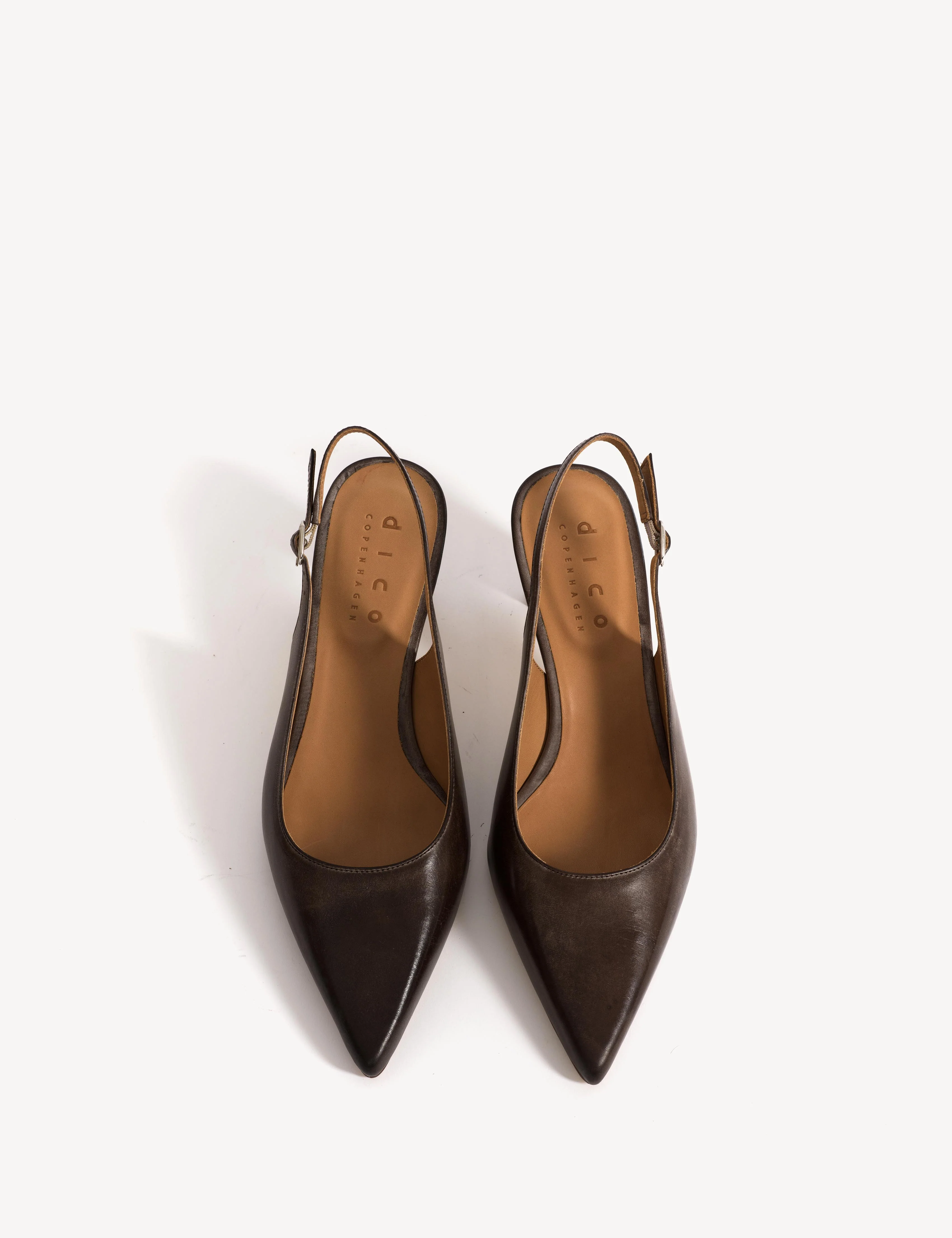Liz Slingback Pump In Dark Brown Escovado Leather - Image 5