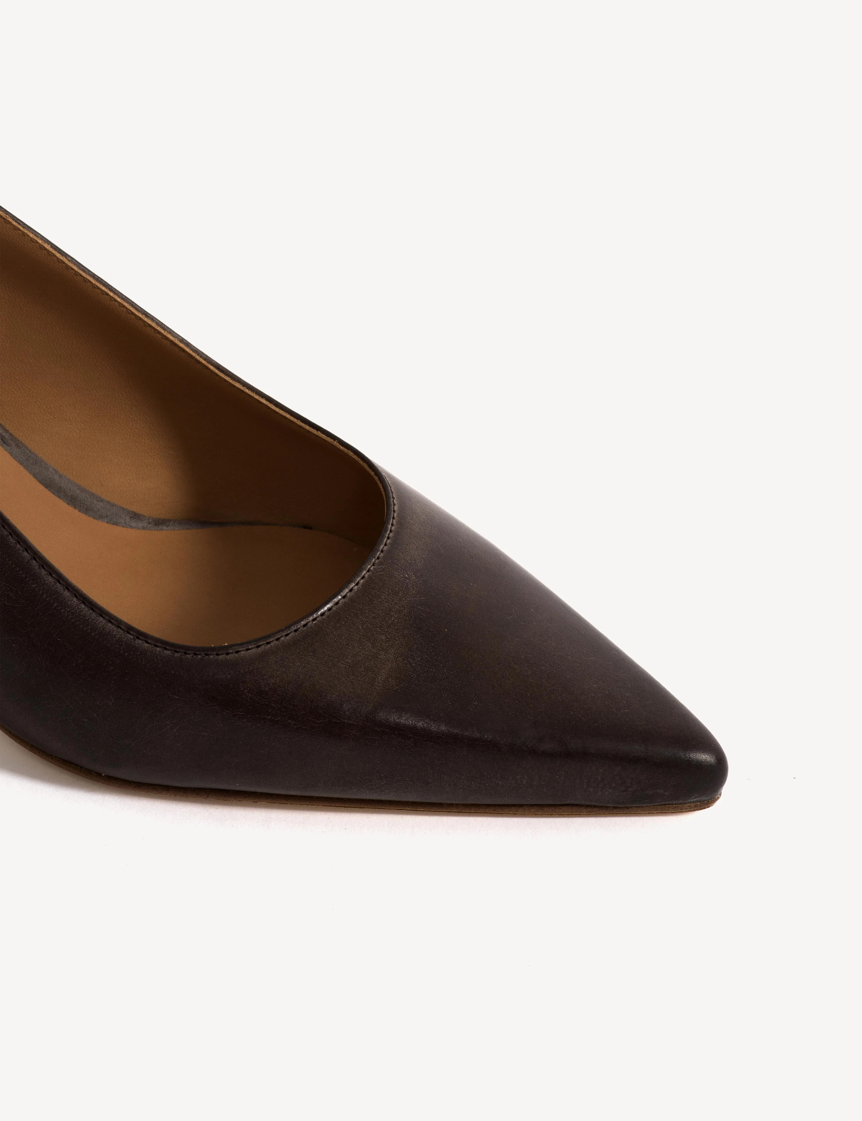 Liz Slingback Pump In Dark Brown Escovado Leather - Image 6