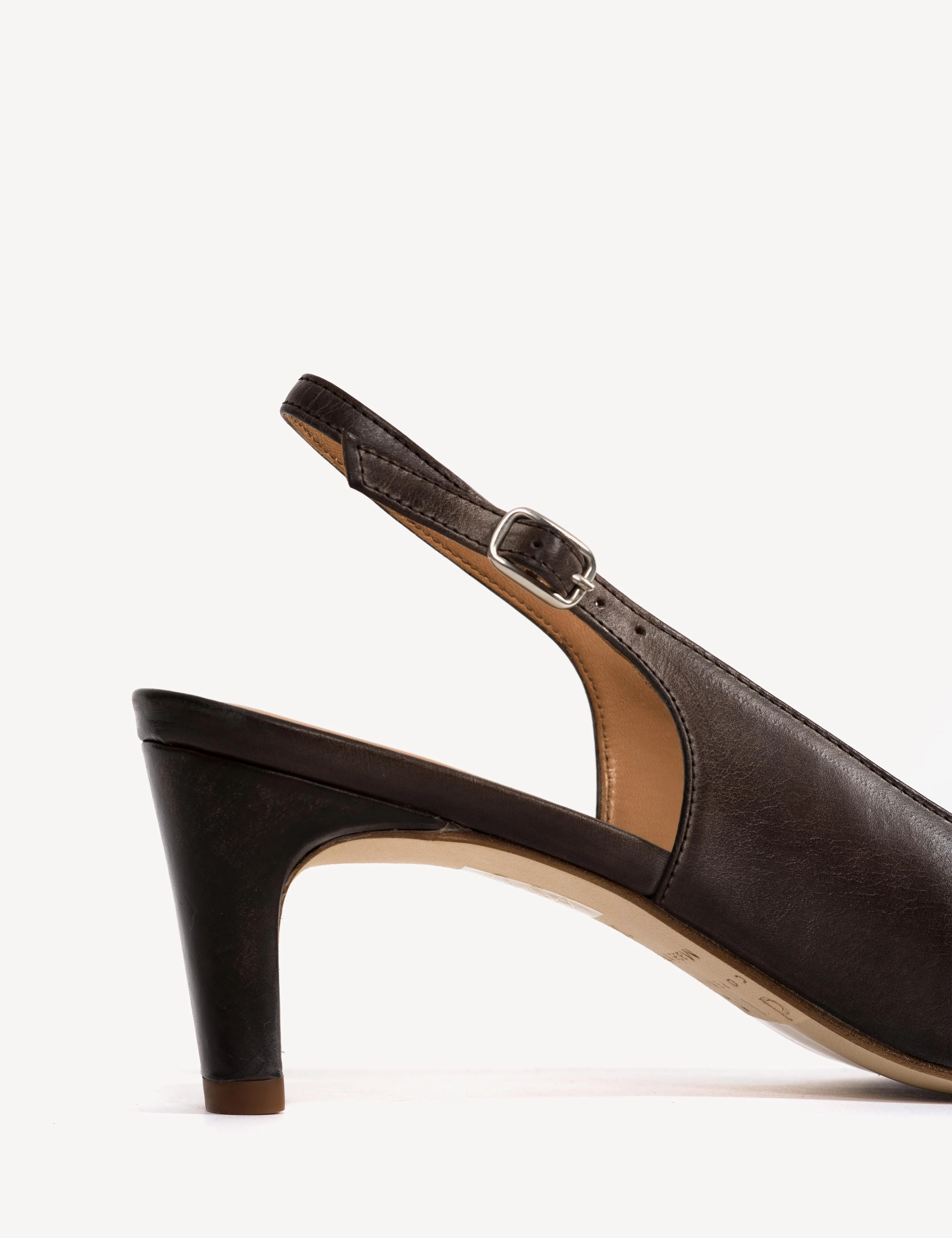 Liz Slingback Pump In Dark Brown Escovado Leather - Image 7