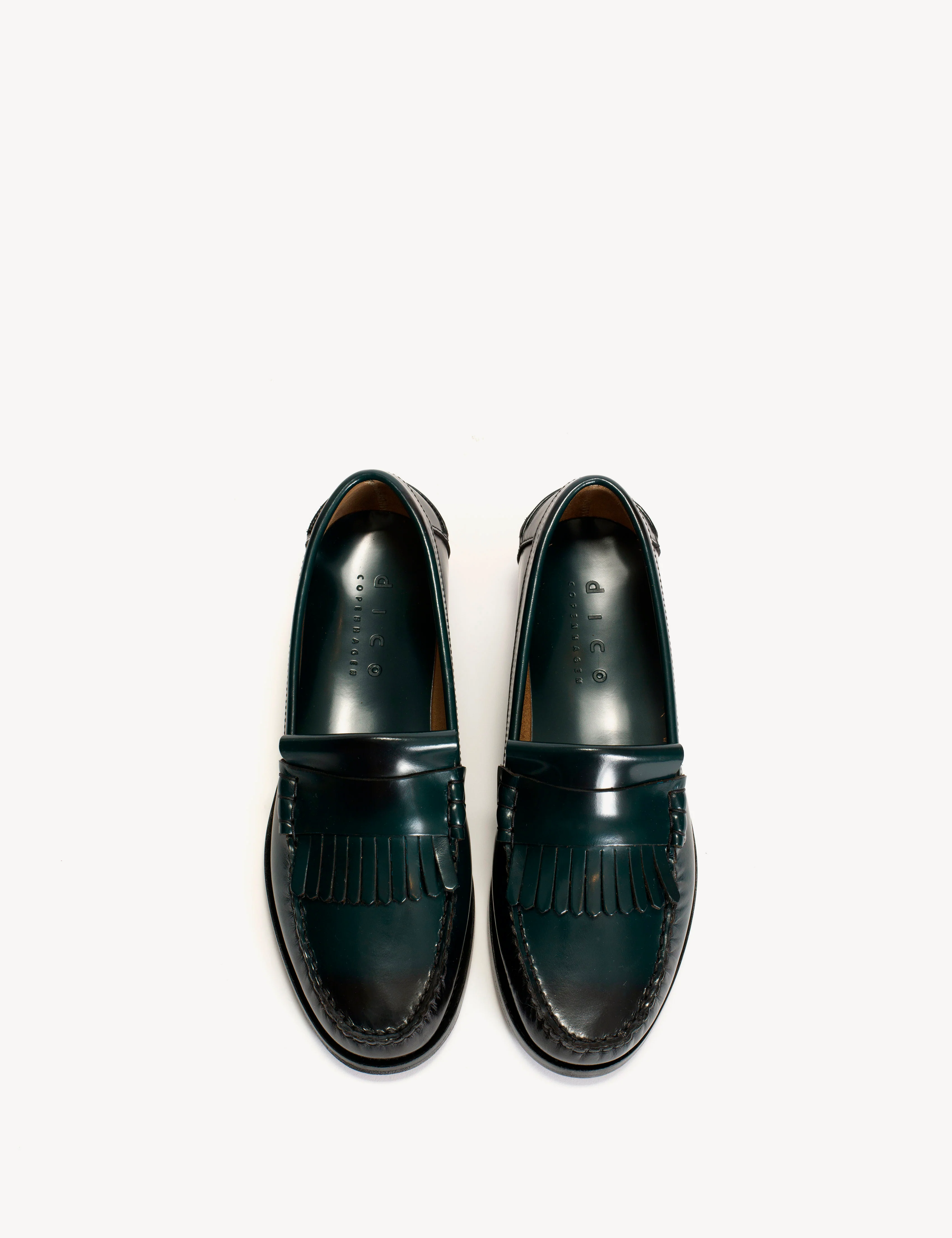 Moccasin Loafer With Fringes In Green Polido Leather - Image 4