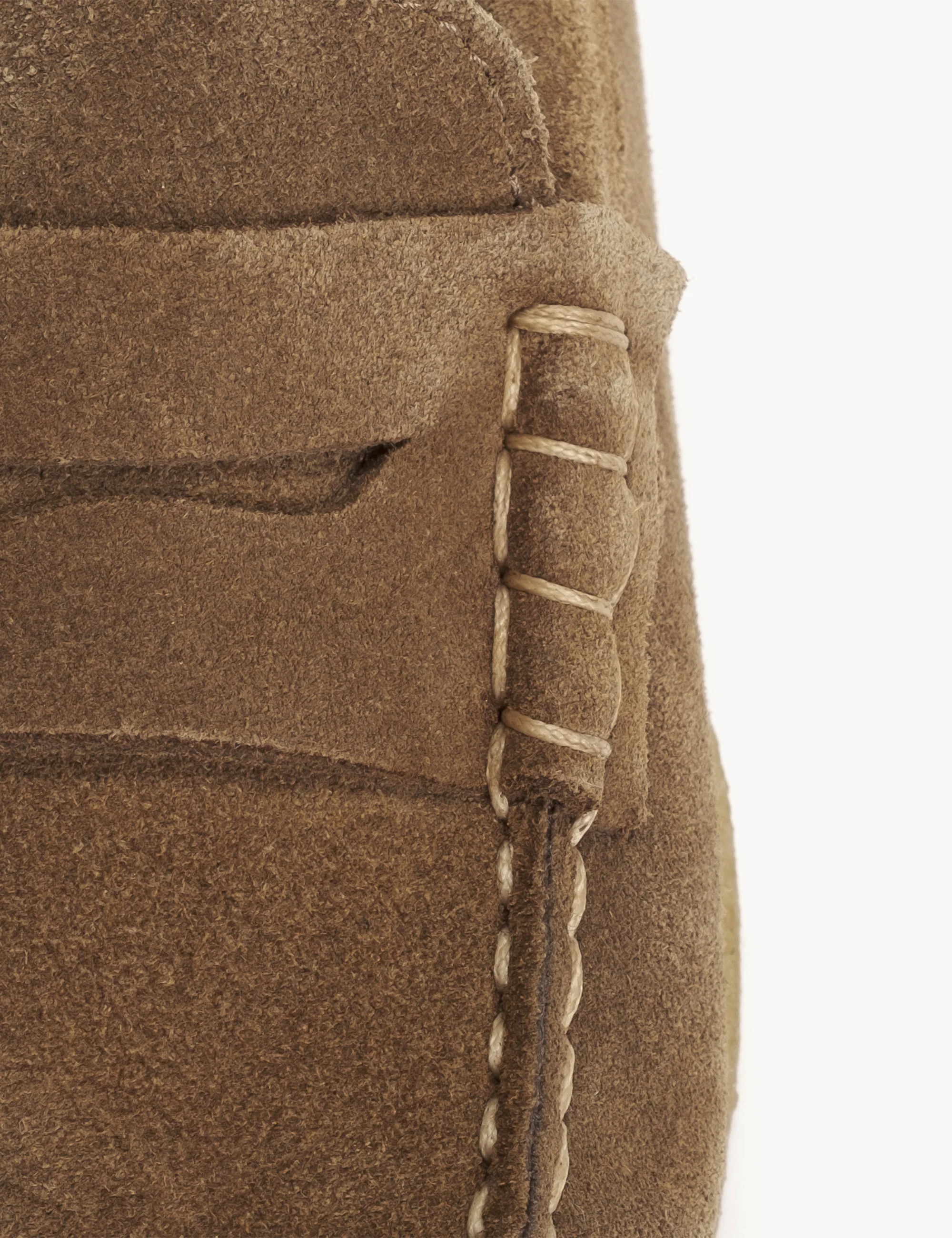 Moccasin Penny Loafer In Honey Calf Suede With A Crepe Sole - Image 5