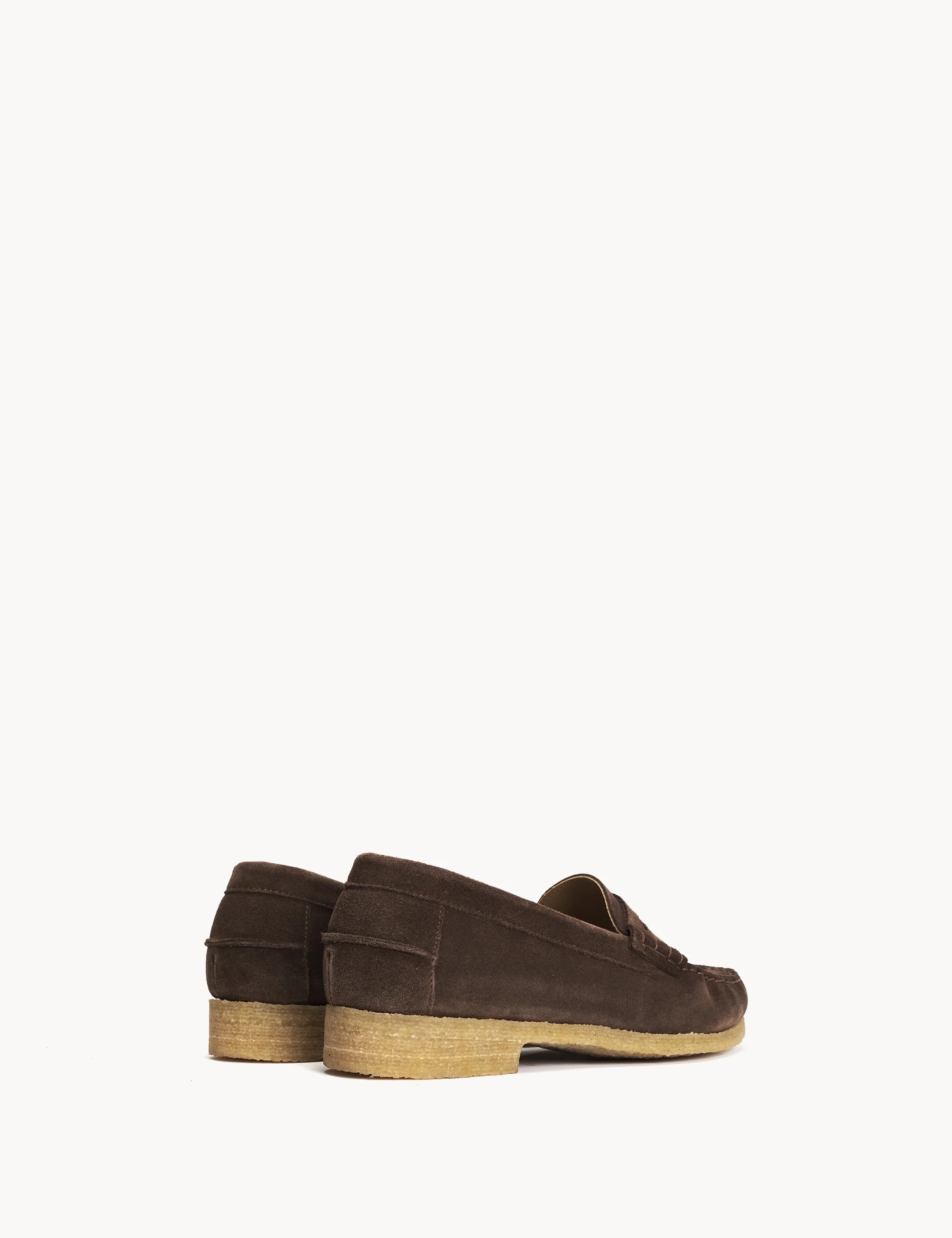 Moccasin Penny Loafer In Sigaro Calf Suede With A Crepe Sole - Image 3