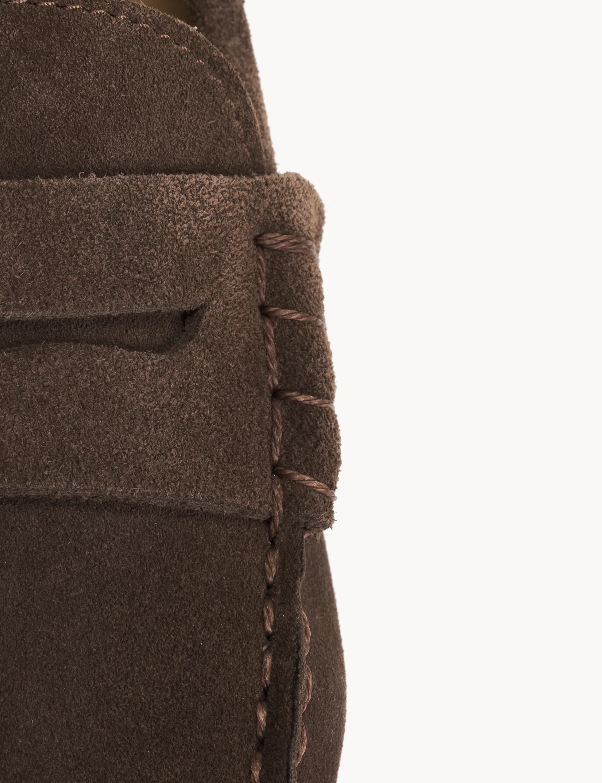 Moccasin Penny Loafer In Sigaro Calf Suede With A Crepe Sole - Image 5