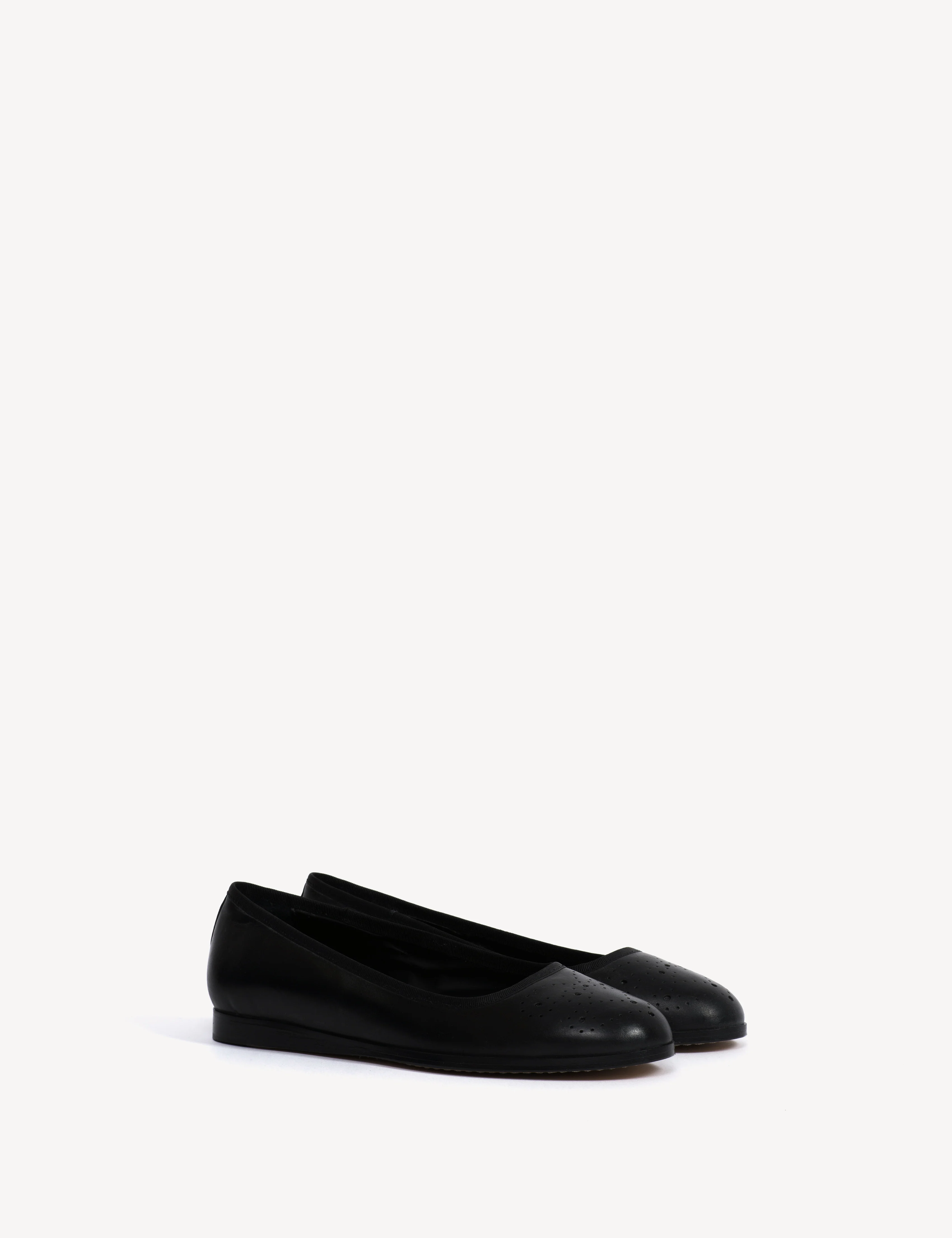 Mari Brogue Flats In Black Escovado Leather - Image 2