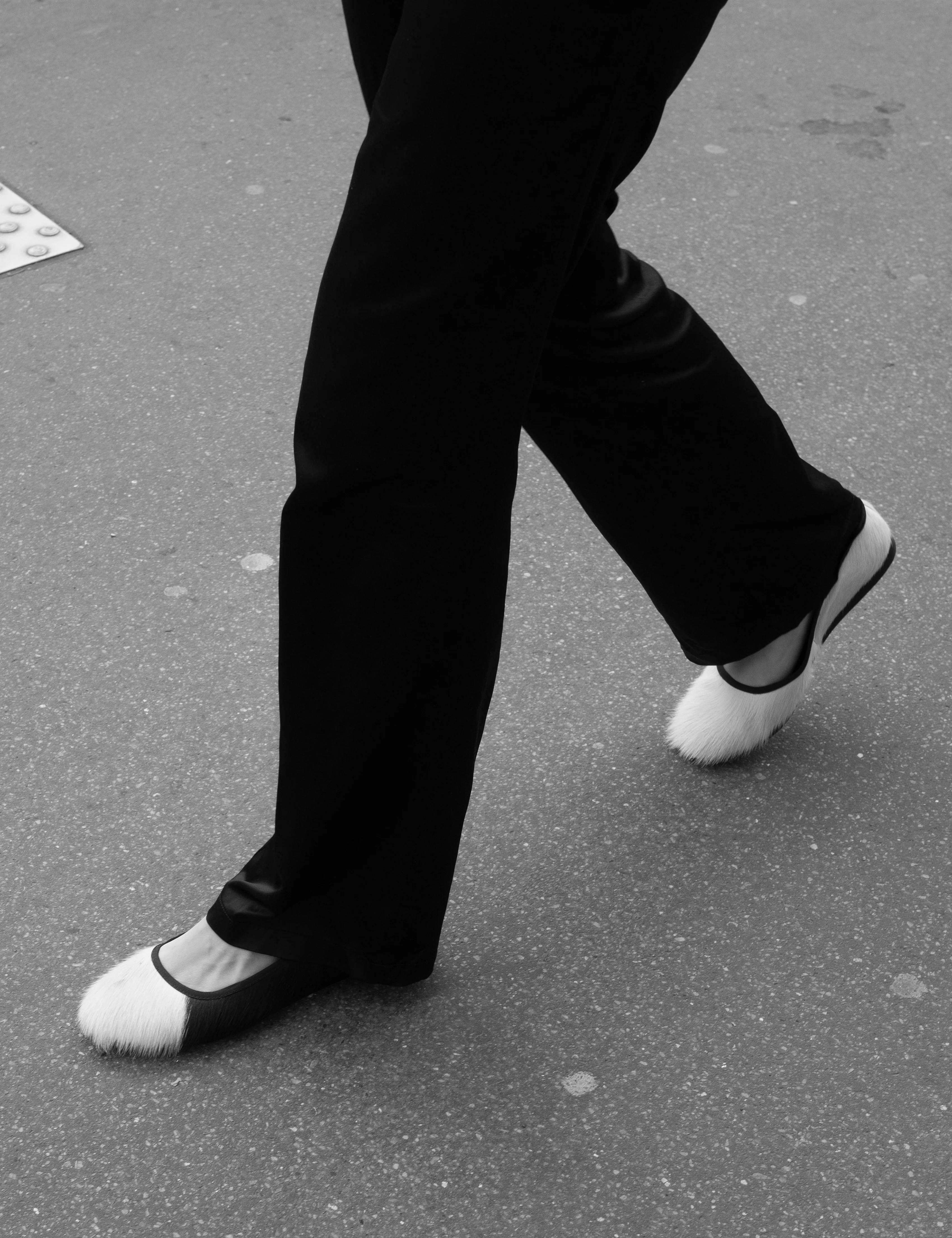 Mari Flats In Black Cow Fur - Image 3