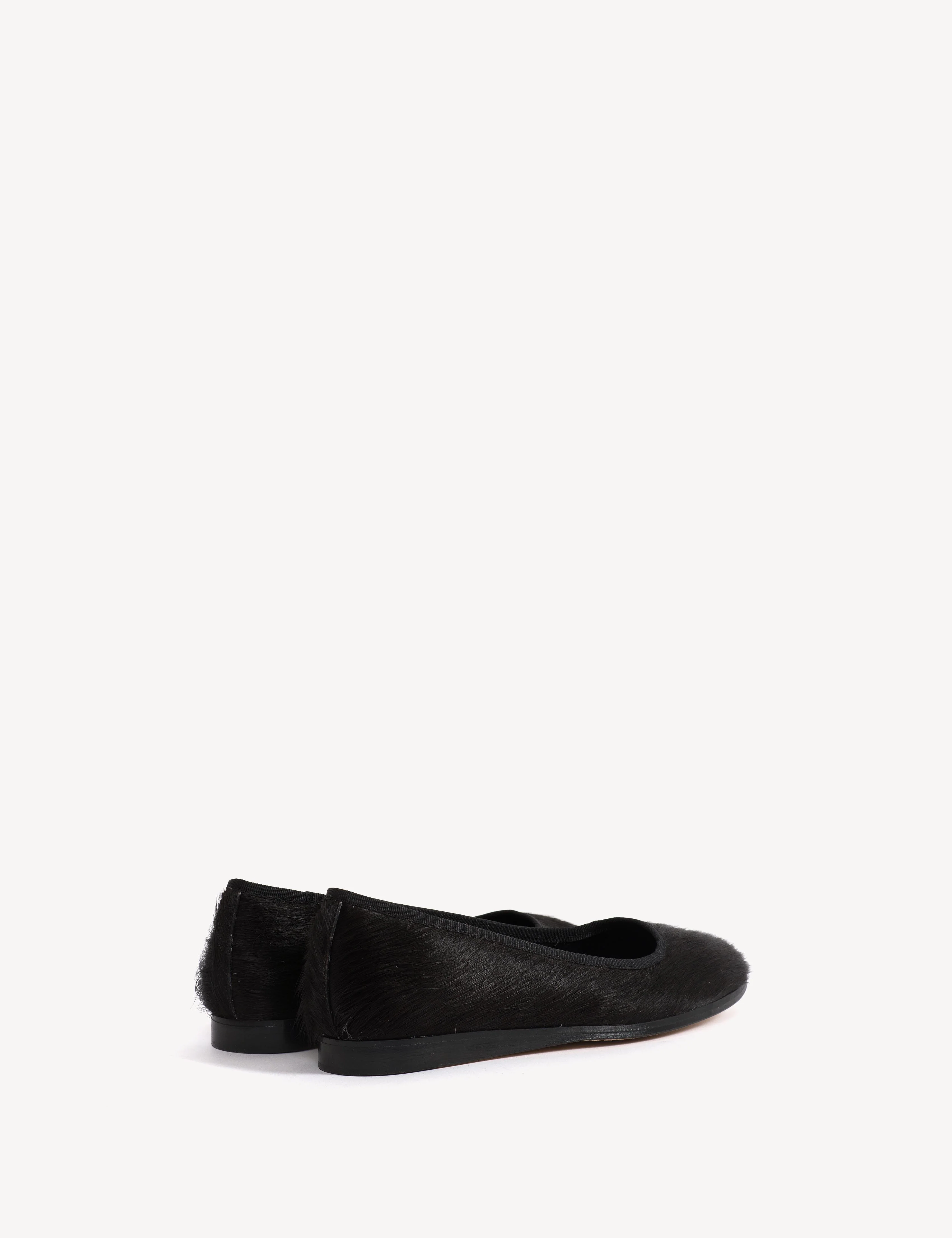 Mari Flats In Black Cow Fur - Image 4