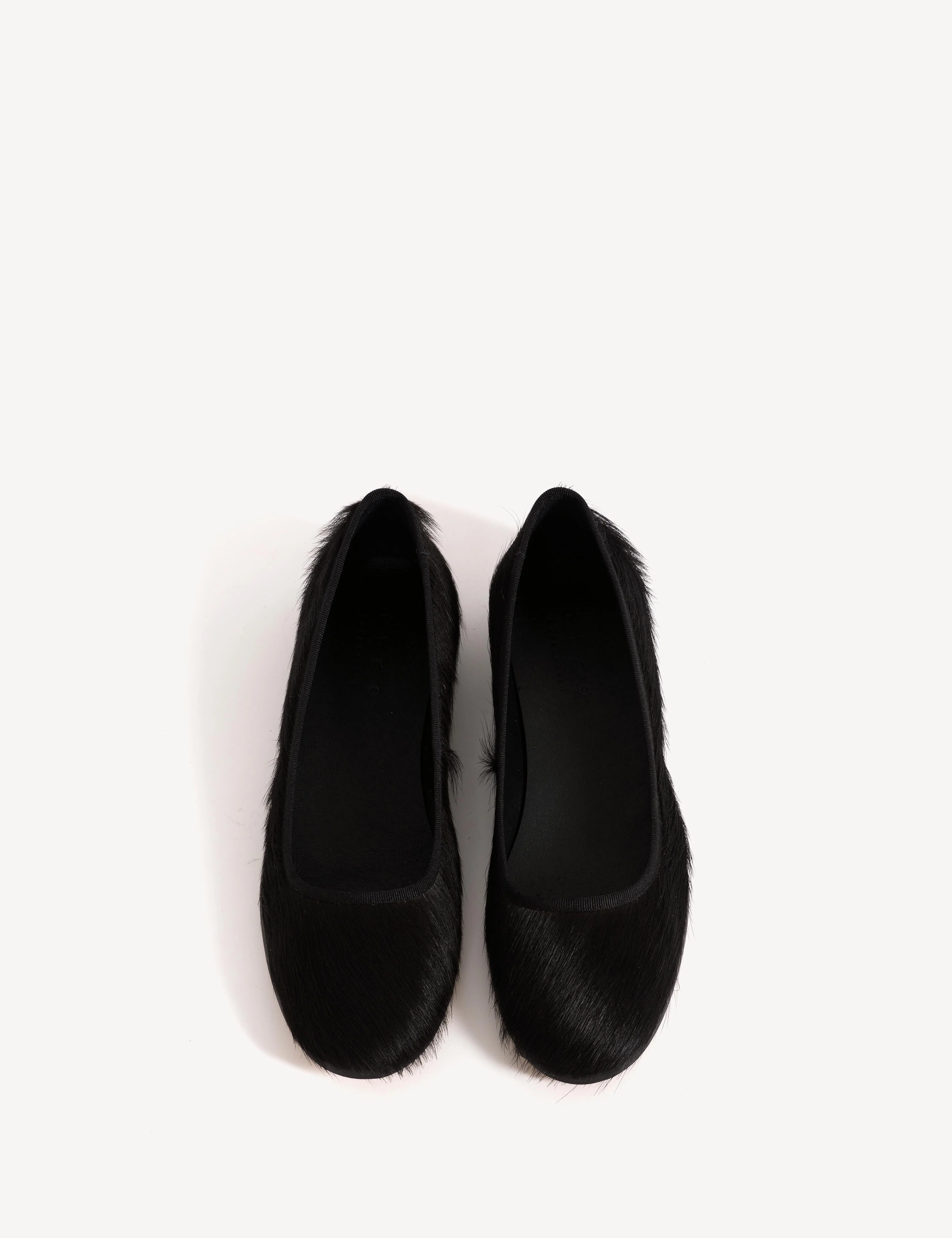 Mari Flats In Black Cow Fur - Image 5