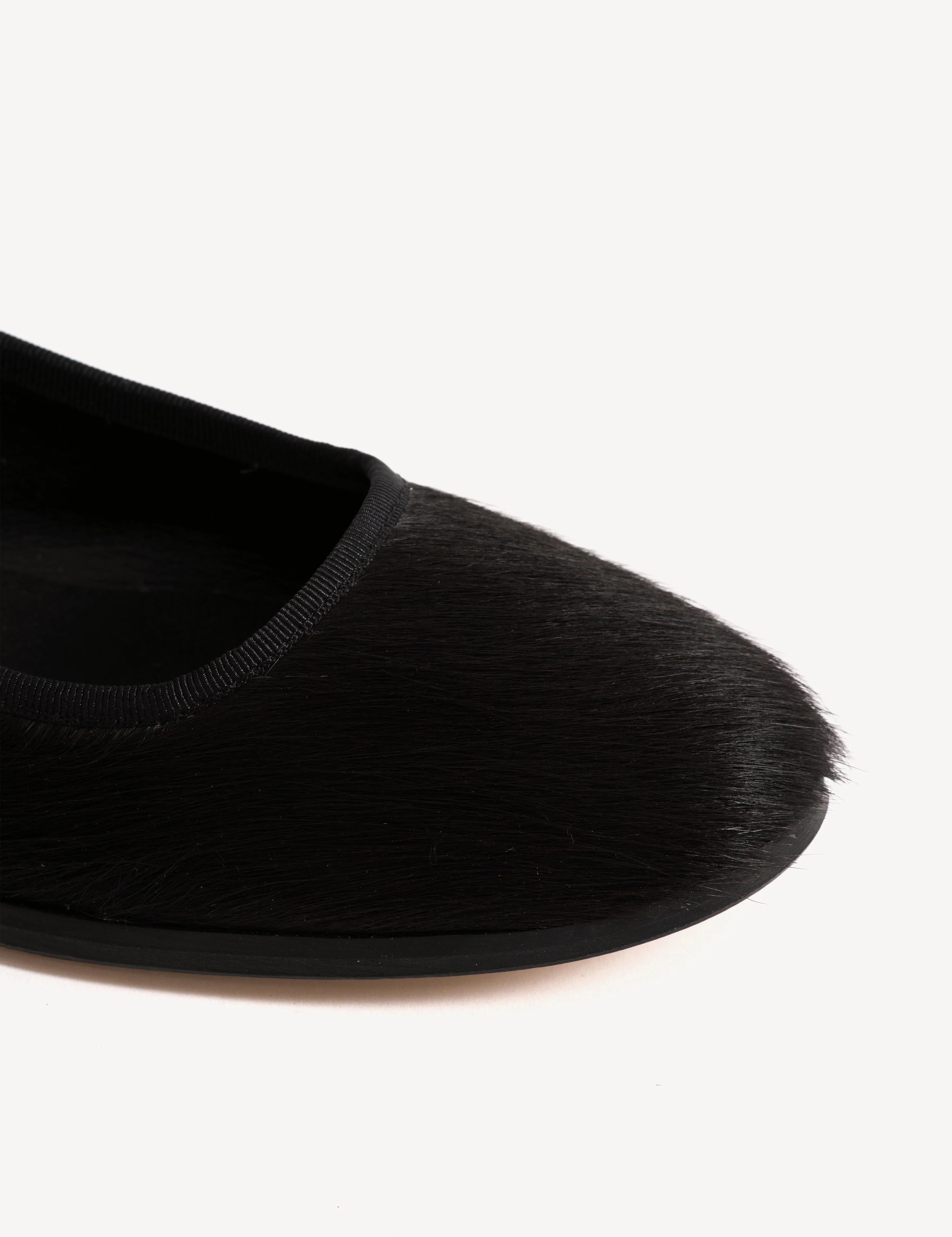 Mari Flats In Black Cow Fur - Image 7