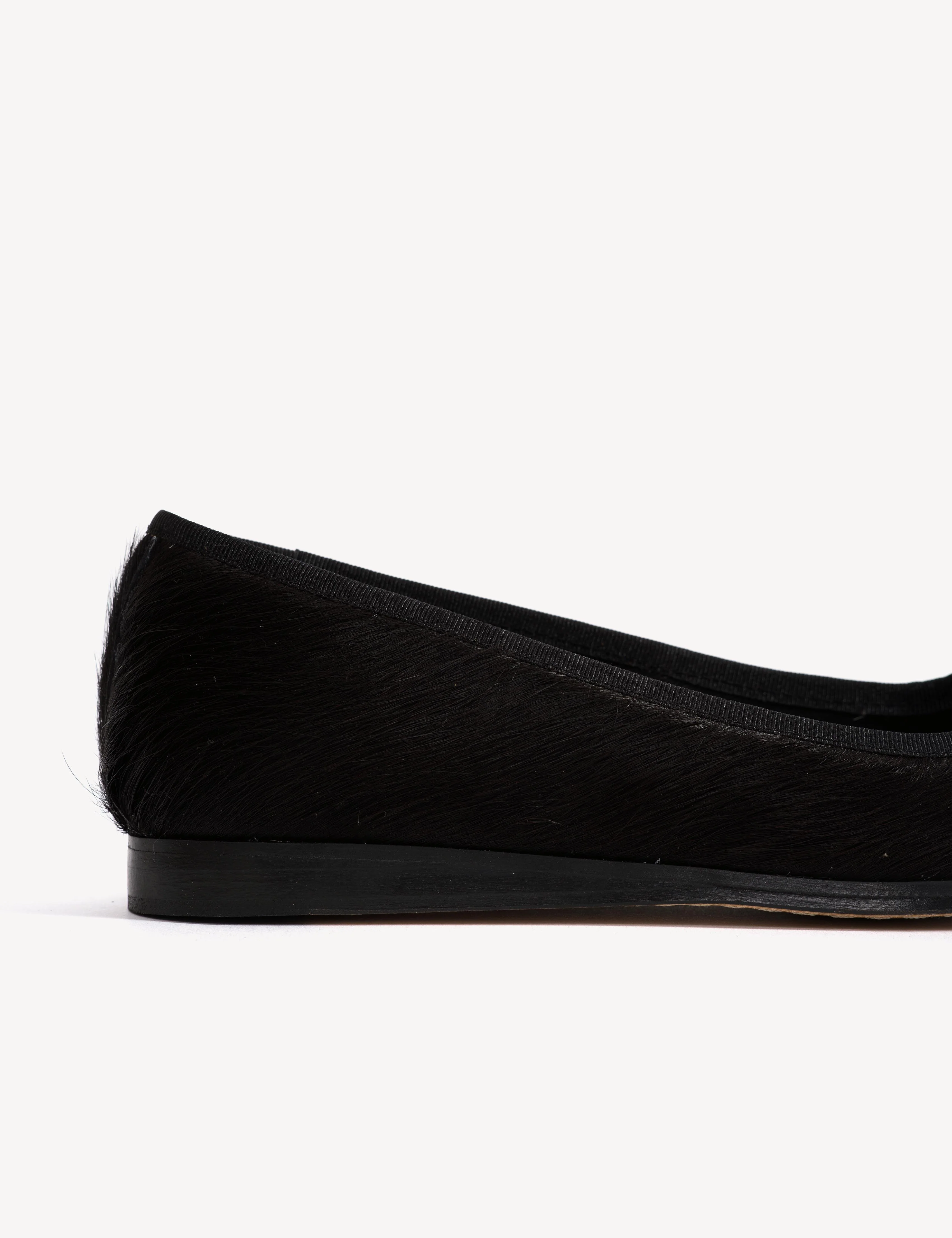 Mari Flats In Black Cow Fur - Image 8