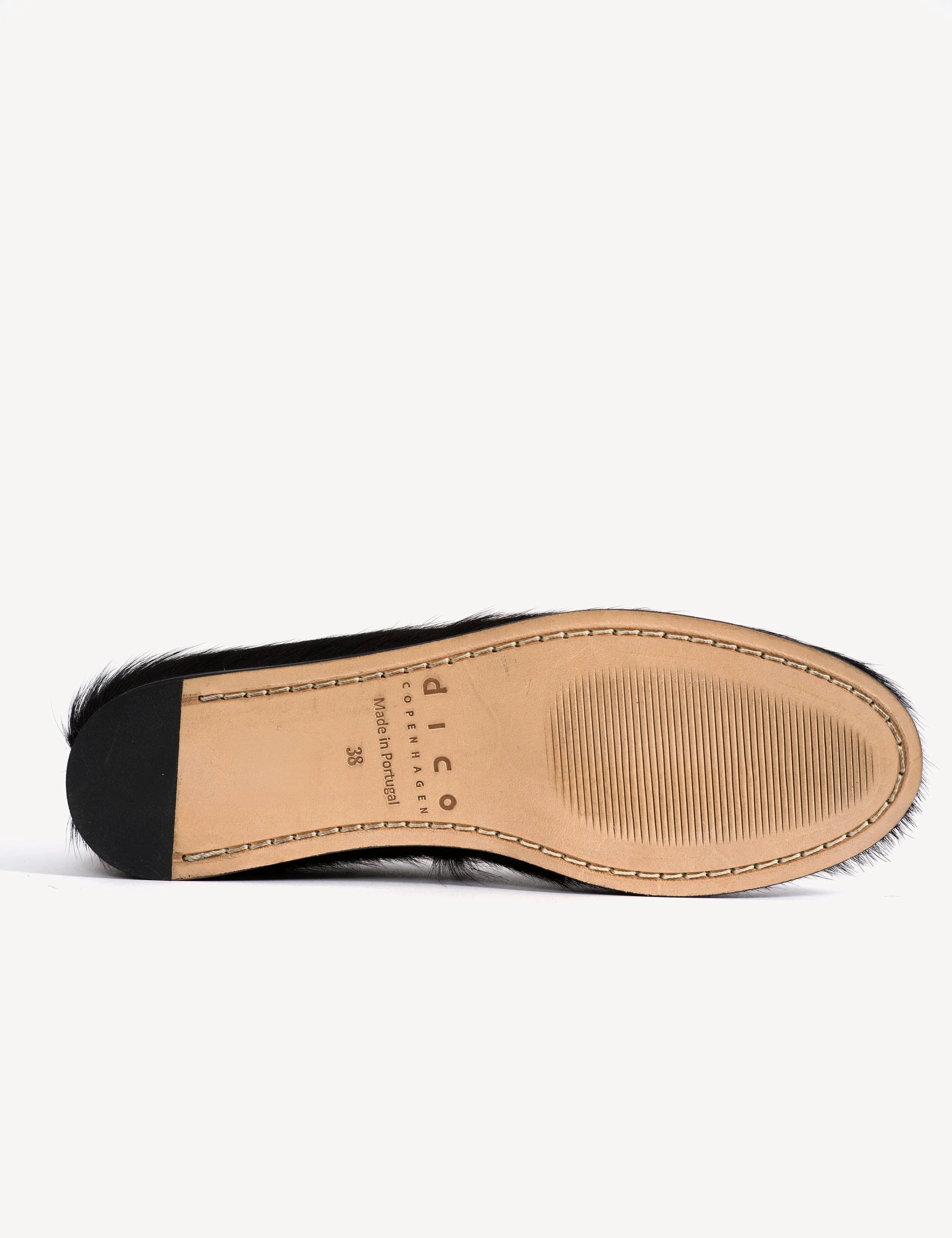 Mari Flats In Black Cow Fur - Image 9