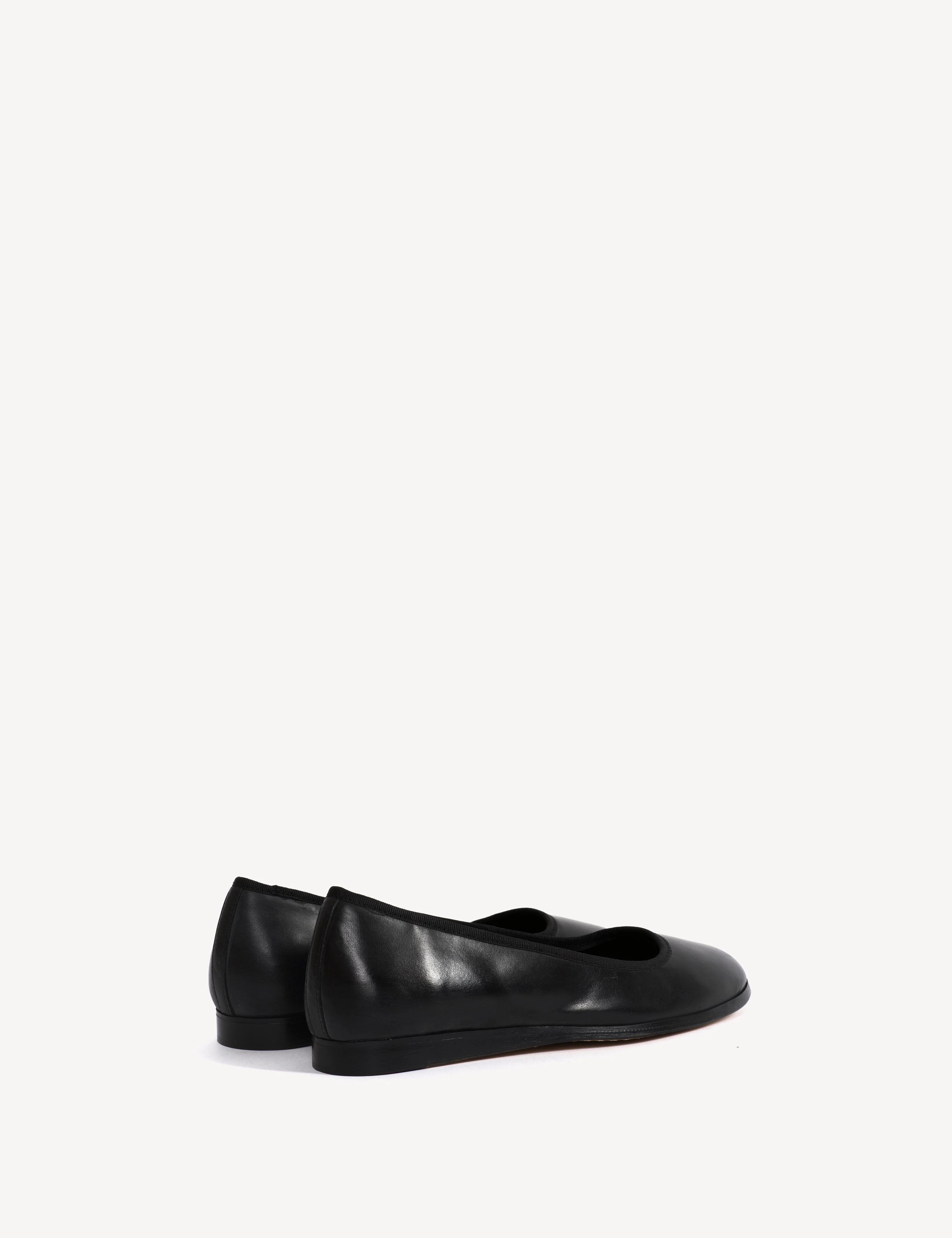 Mari Flats In Black Escovado Leather - Image 4