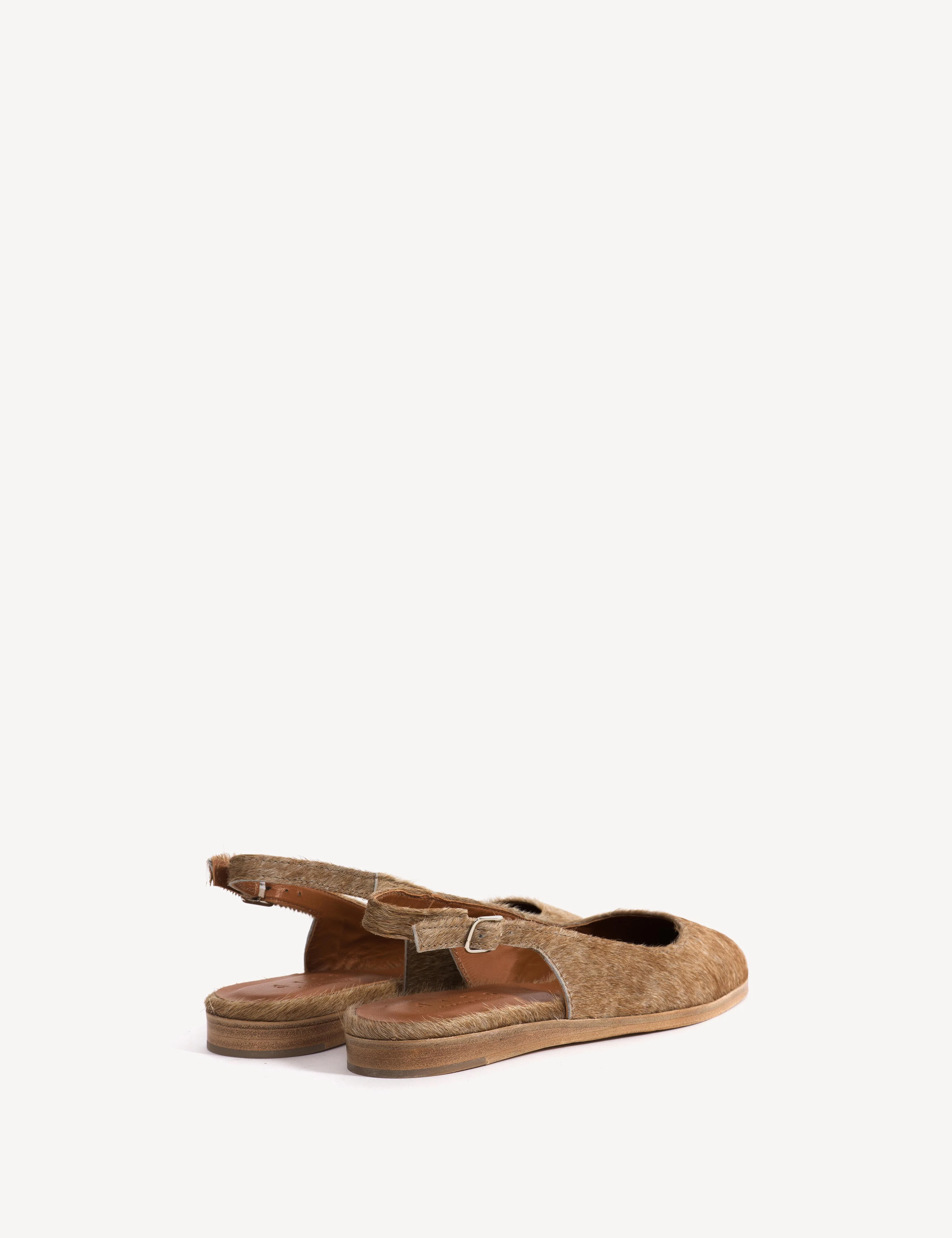 Moa Slingback Flats In Beige Shades Cow Fur - Image 3