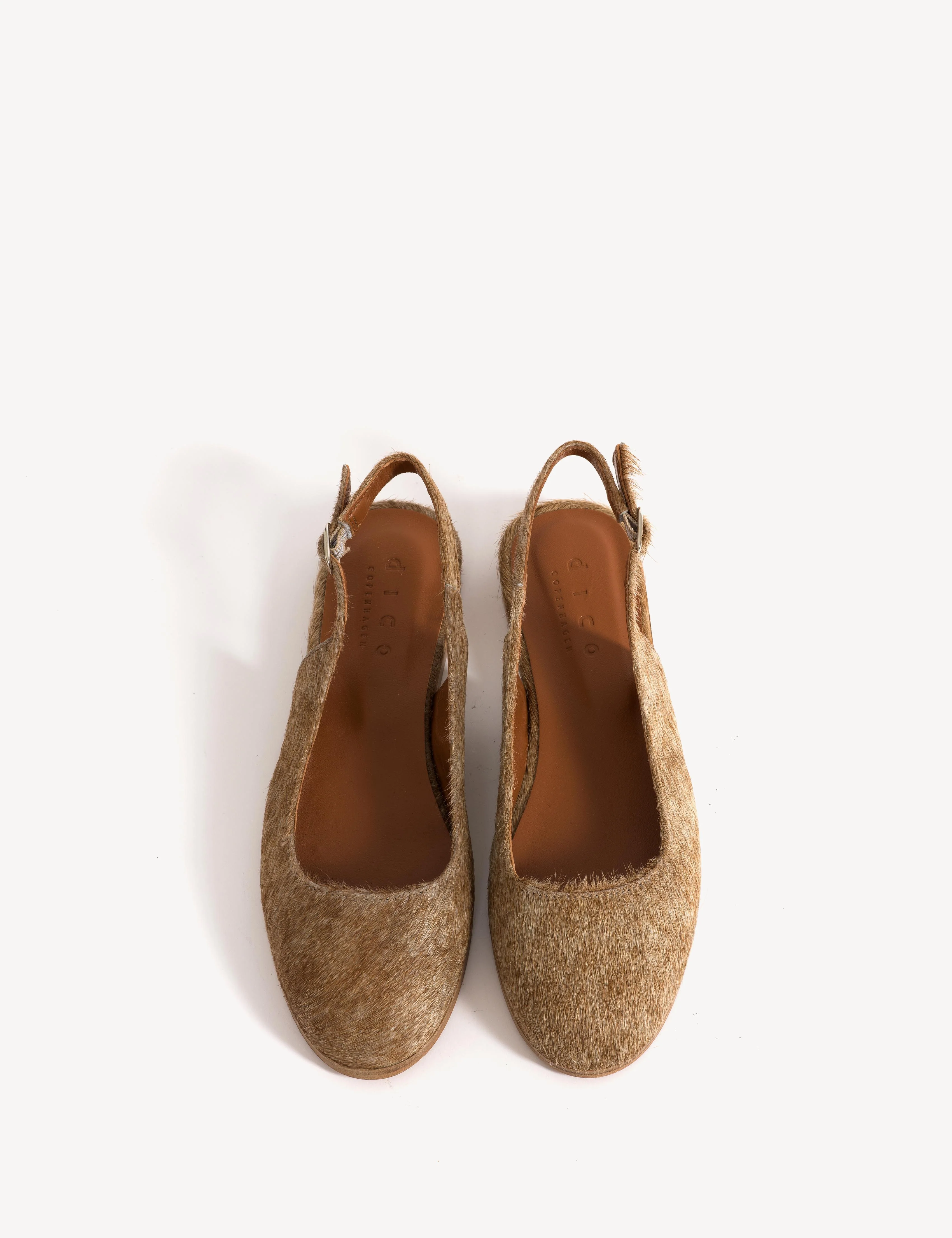 Moa Slingback Flats In Beige Shades Cow Fur - Image 4