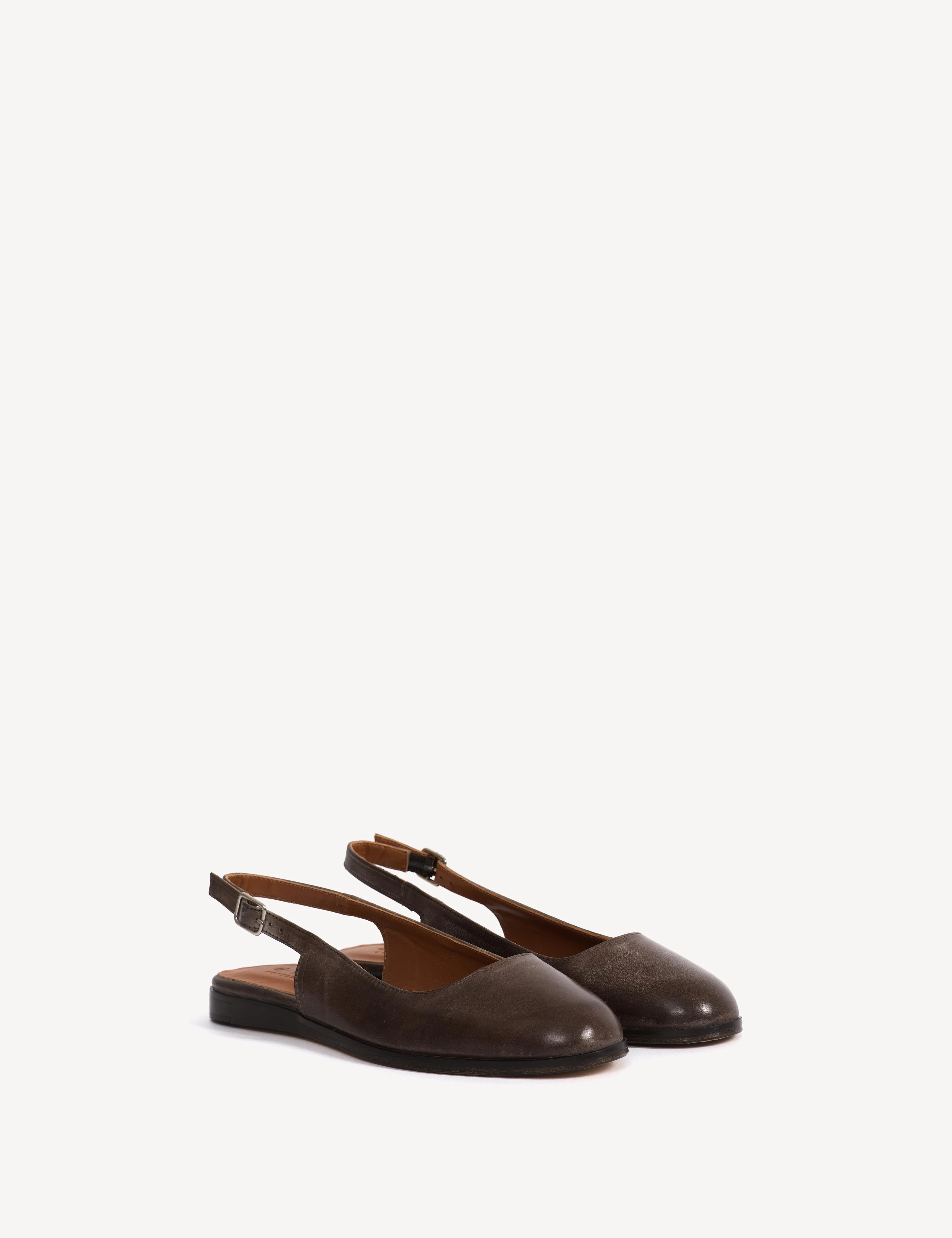 Moa Slingback Flats In Dark Brown Escovado Leather - Image 2