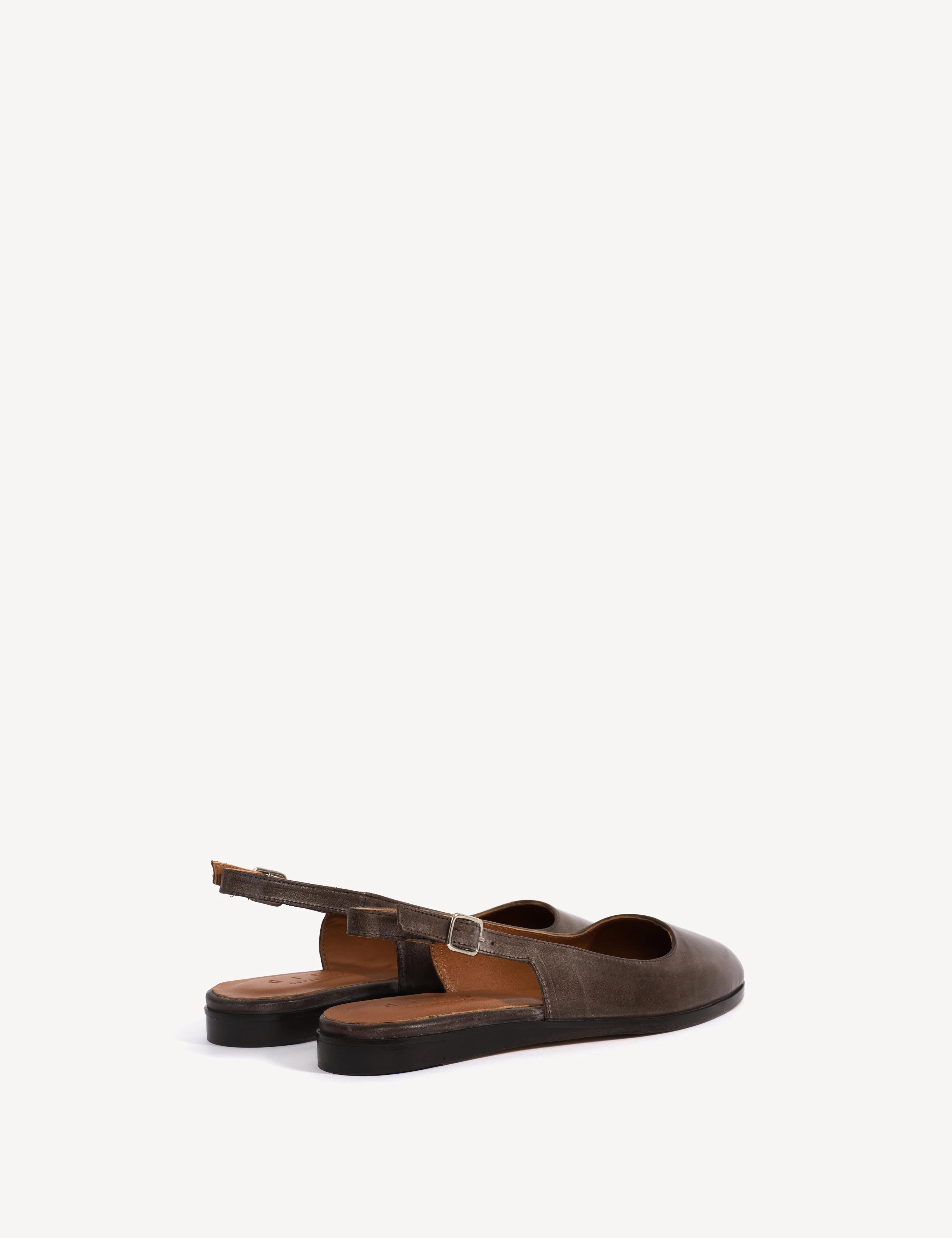Moa Slingback Flats In Dark Brown Escovado Leather - Image 3