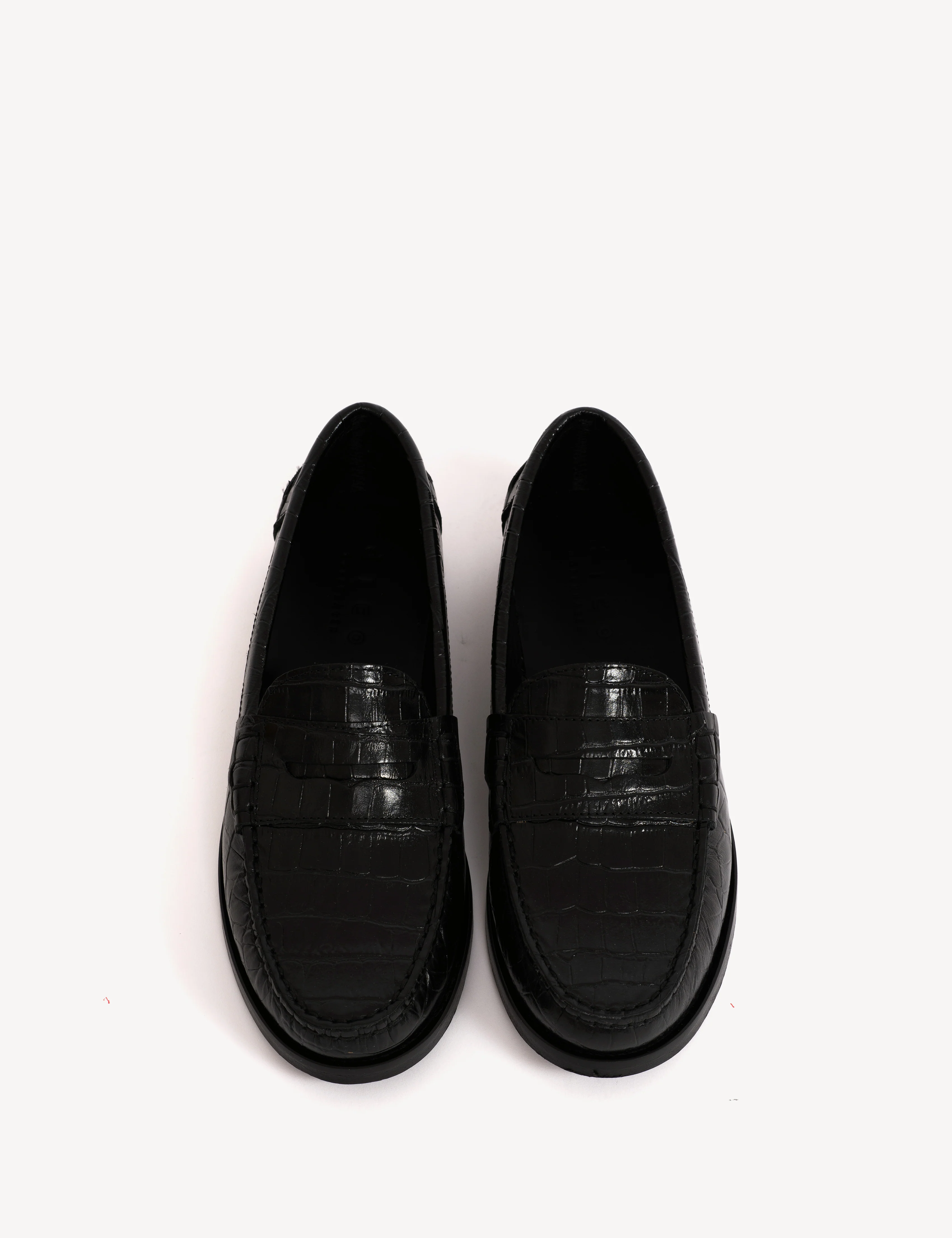 Moccasin Penny Loafer In Black Crocodile Stamped Calfskin - Image 4