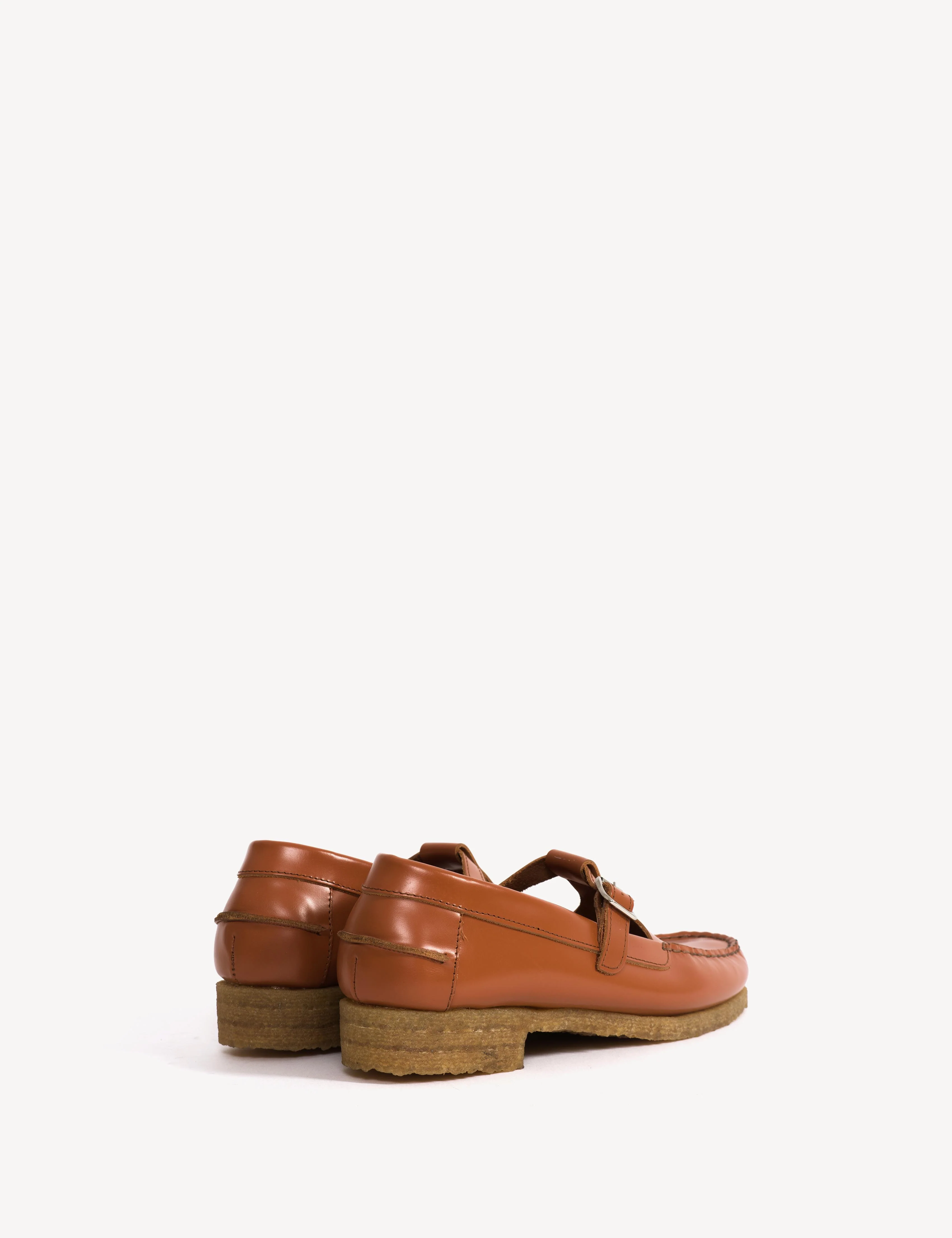 Moccasin T-Bar Loafer In Hazelnut Polido Leather With Crepe Rubber Sole - Image 3