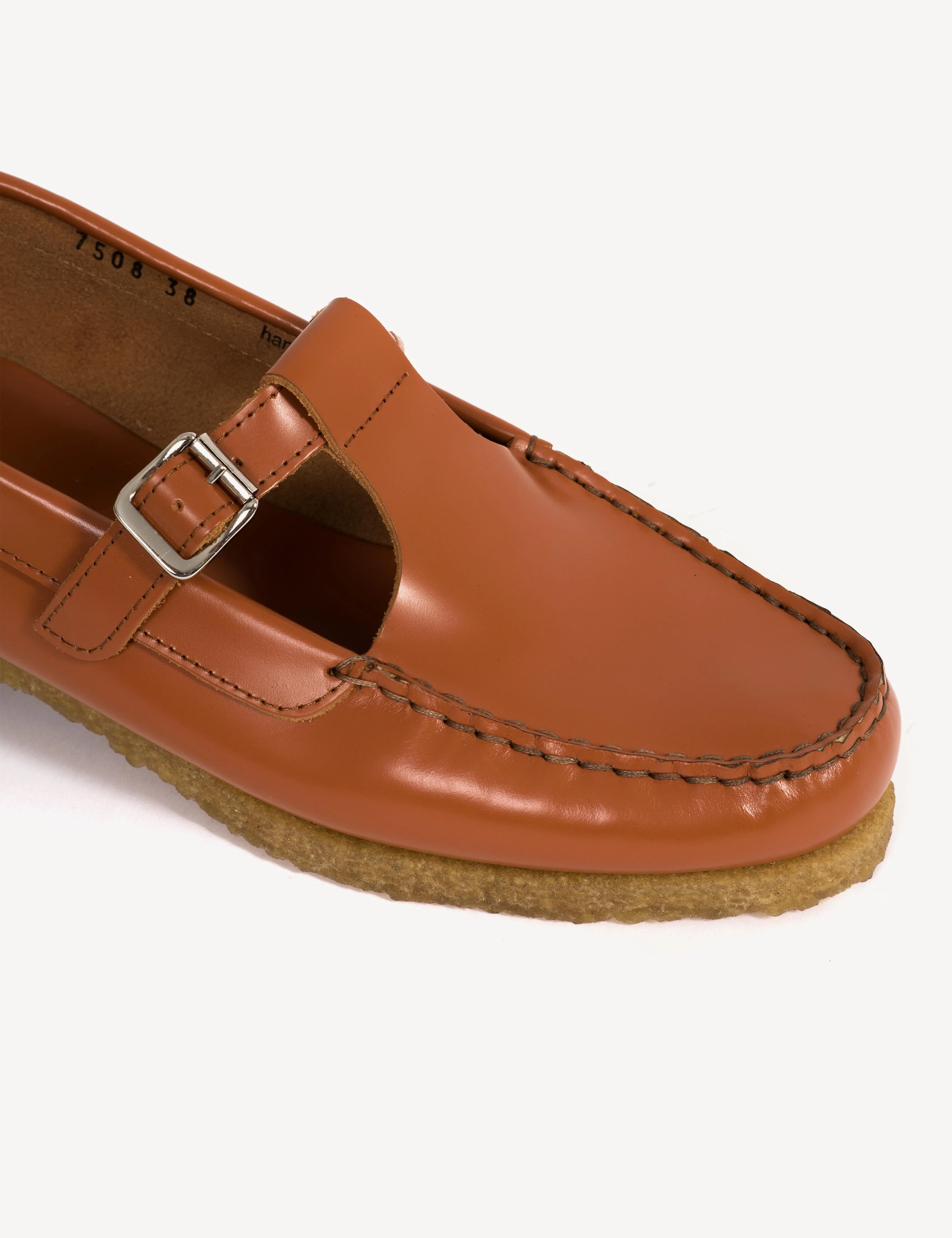 Moccasin T-Bar Loafer In Hazelnut Polido Leather With Crepe Rubber Sole - Image 5