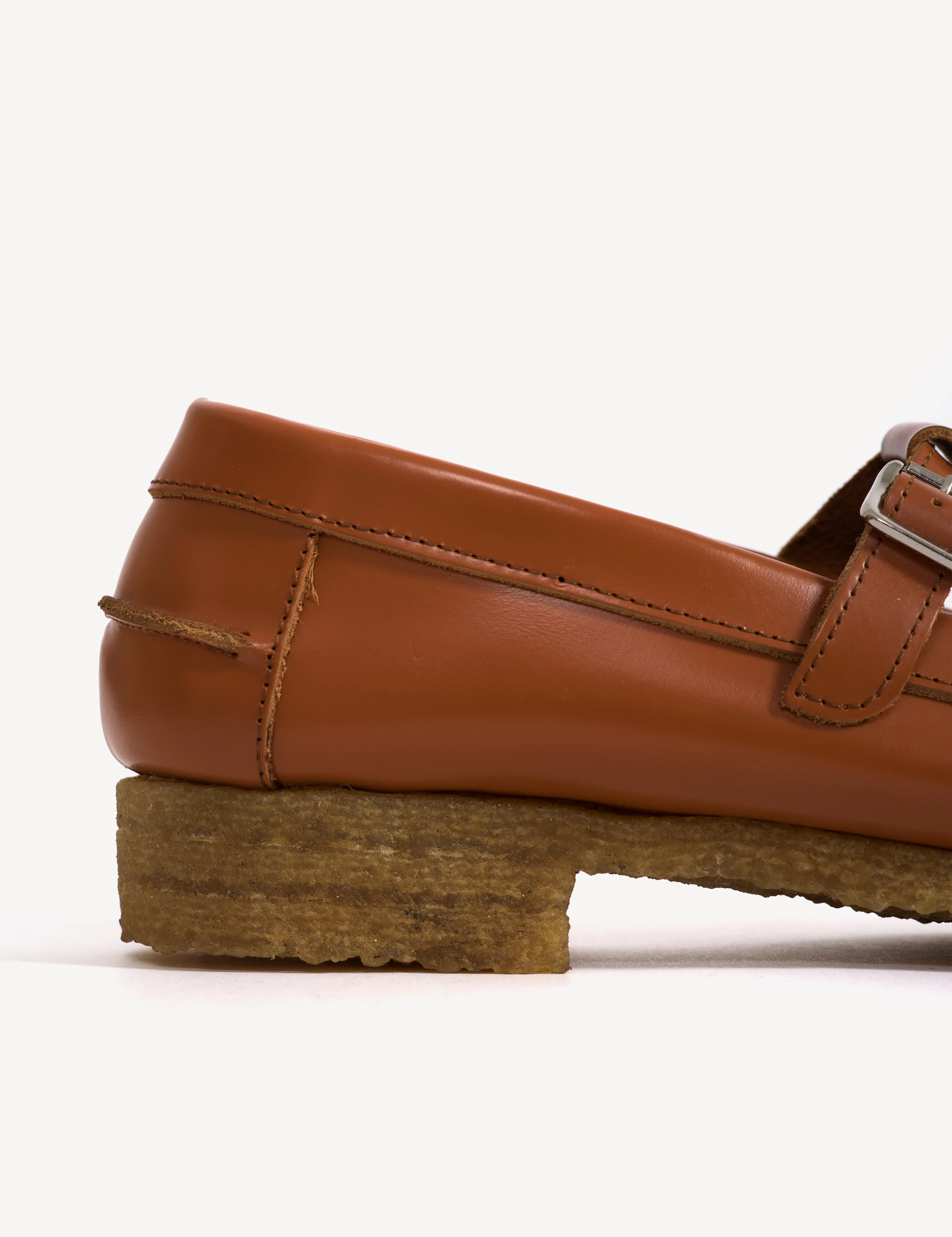 Moccasin T-Bar Loafer In Hazelnut Polido Leather With Crepe Rubber Sole - Image 6