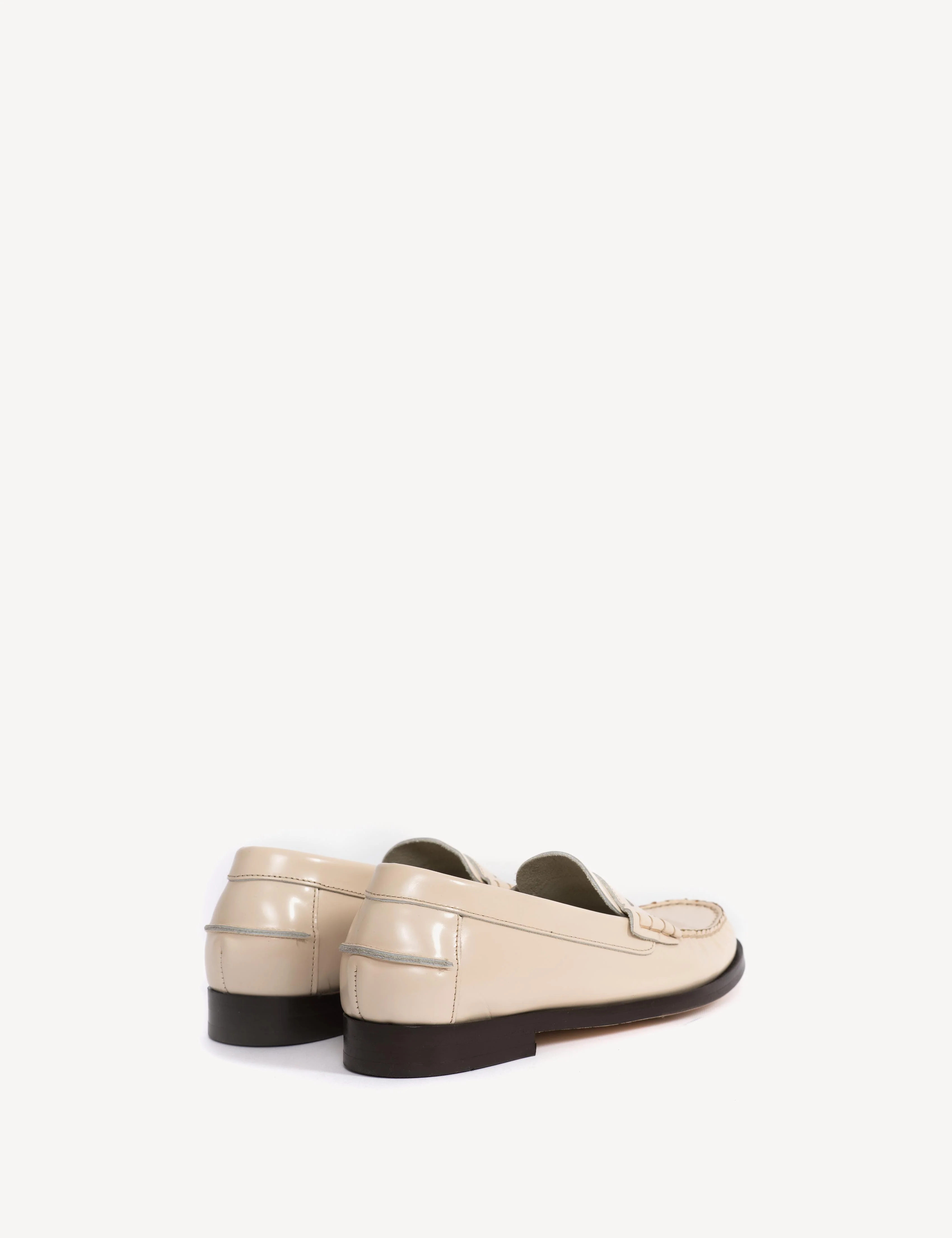 Moccasin Penny Loafer In Bone White Polido Leather - Image 4