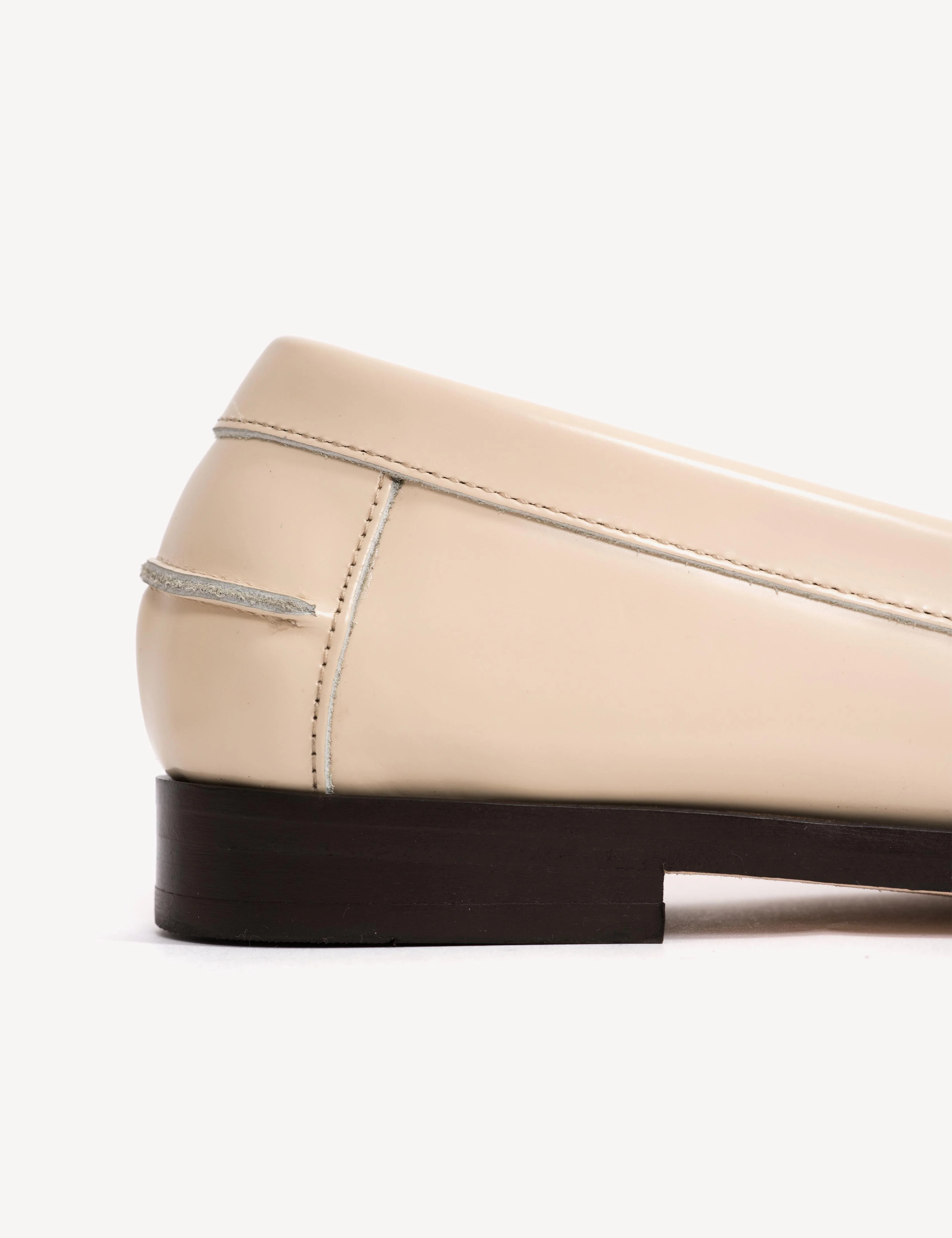 Moccasin Penny Loafer In Bone White Polido Leather - Image 7